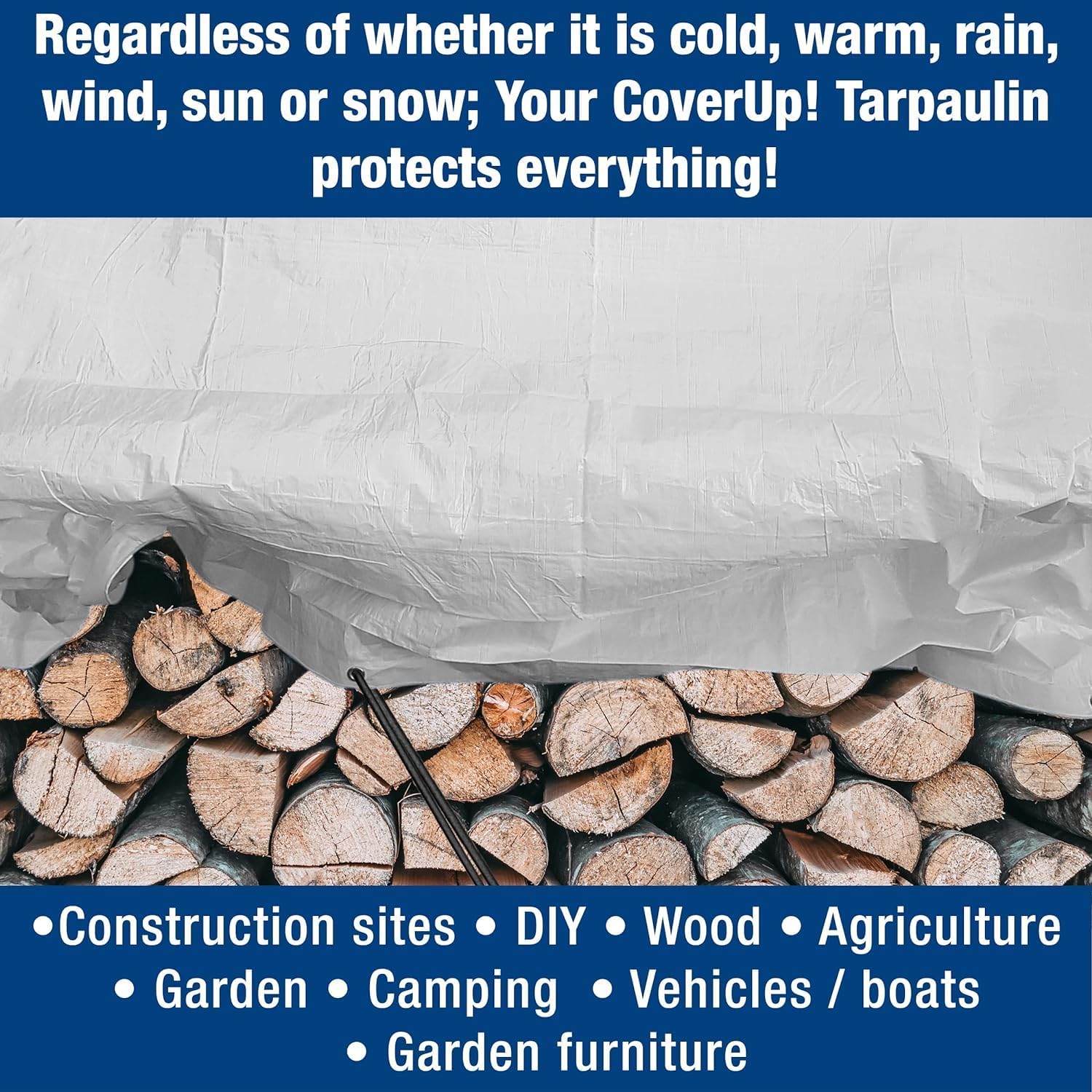 Heavy Duty White Tarpaulin – Durable, Waterproof & UV Resistant – Versatile Tarp Sheet for Outdoor, Garden, Camping – Large Groundsheet for Pergolas, Sheds, Weather Protection