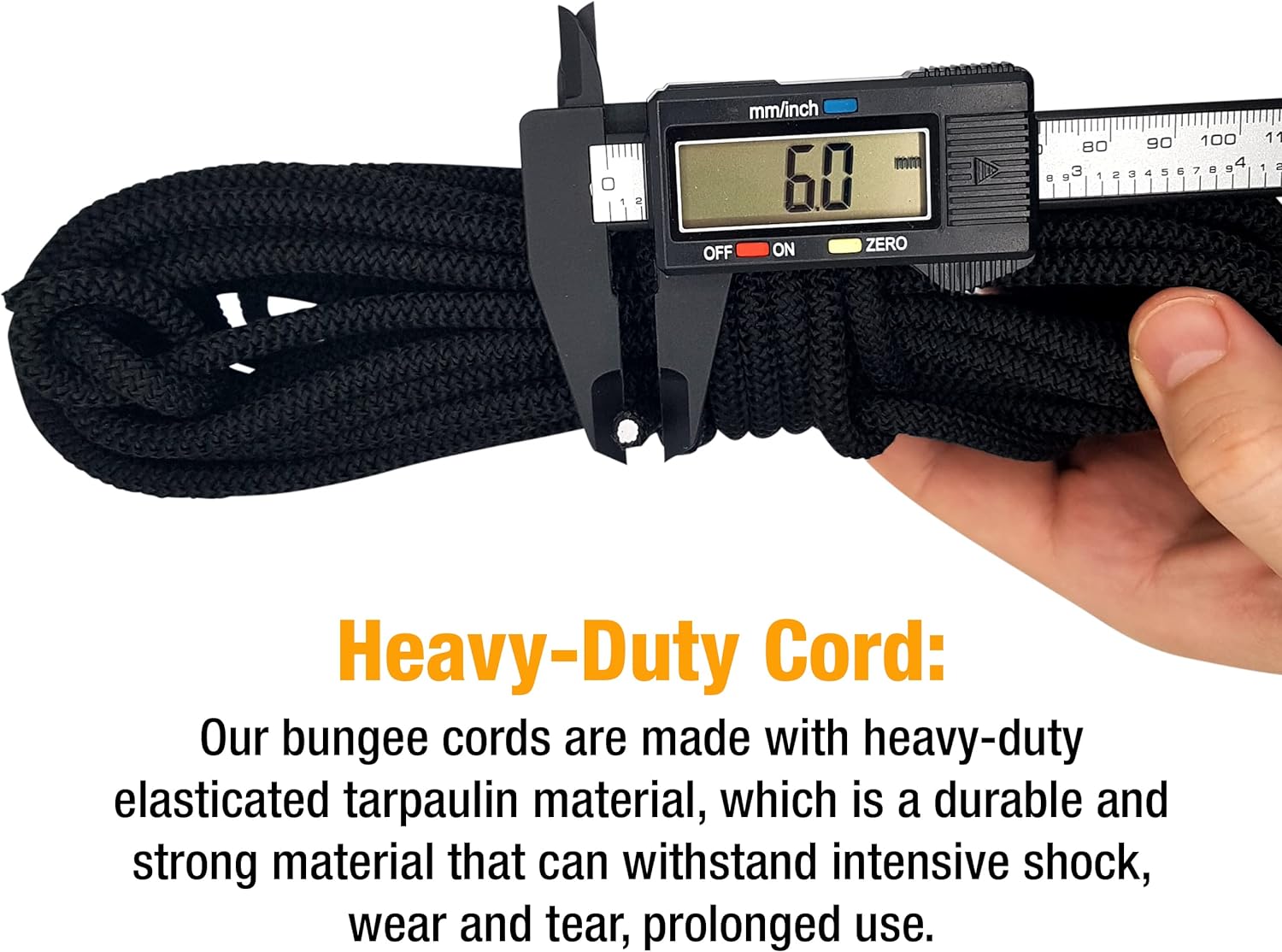 Bungee Cord – 10m x 6mm Elasticated Tarpaulin Bungee Cord – Heavy-Duty Tarpaulin Elastic Cord – Shock Securing Cord for Tarpaulins, Trailers, Camping, Sailboats and Industrial Use