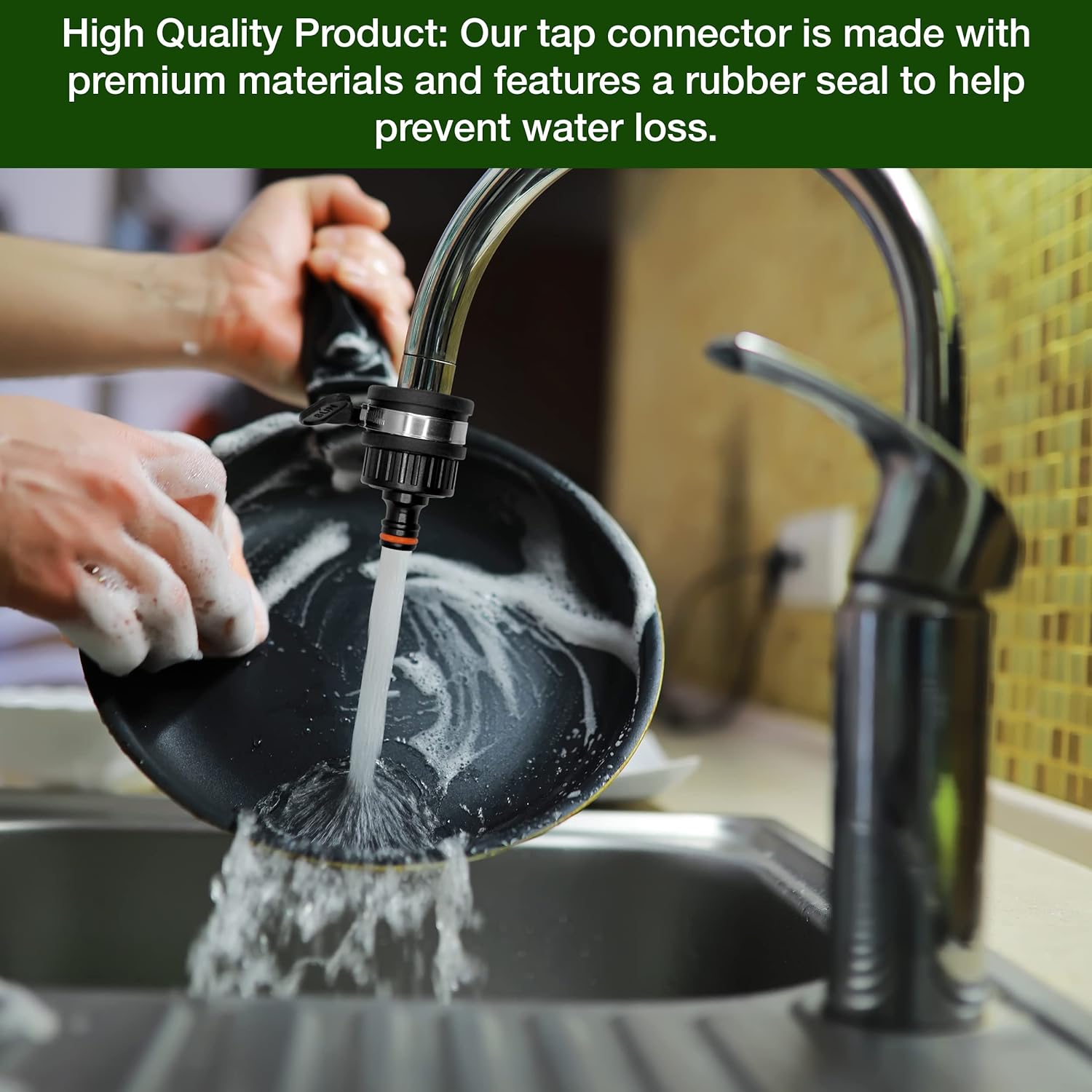 Universal Rubber Tap Connector 22-24mm Indoor and Outdoor - Includes Free Hozelock Compatible Female Connector for 1/2" or 5/8" Hose