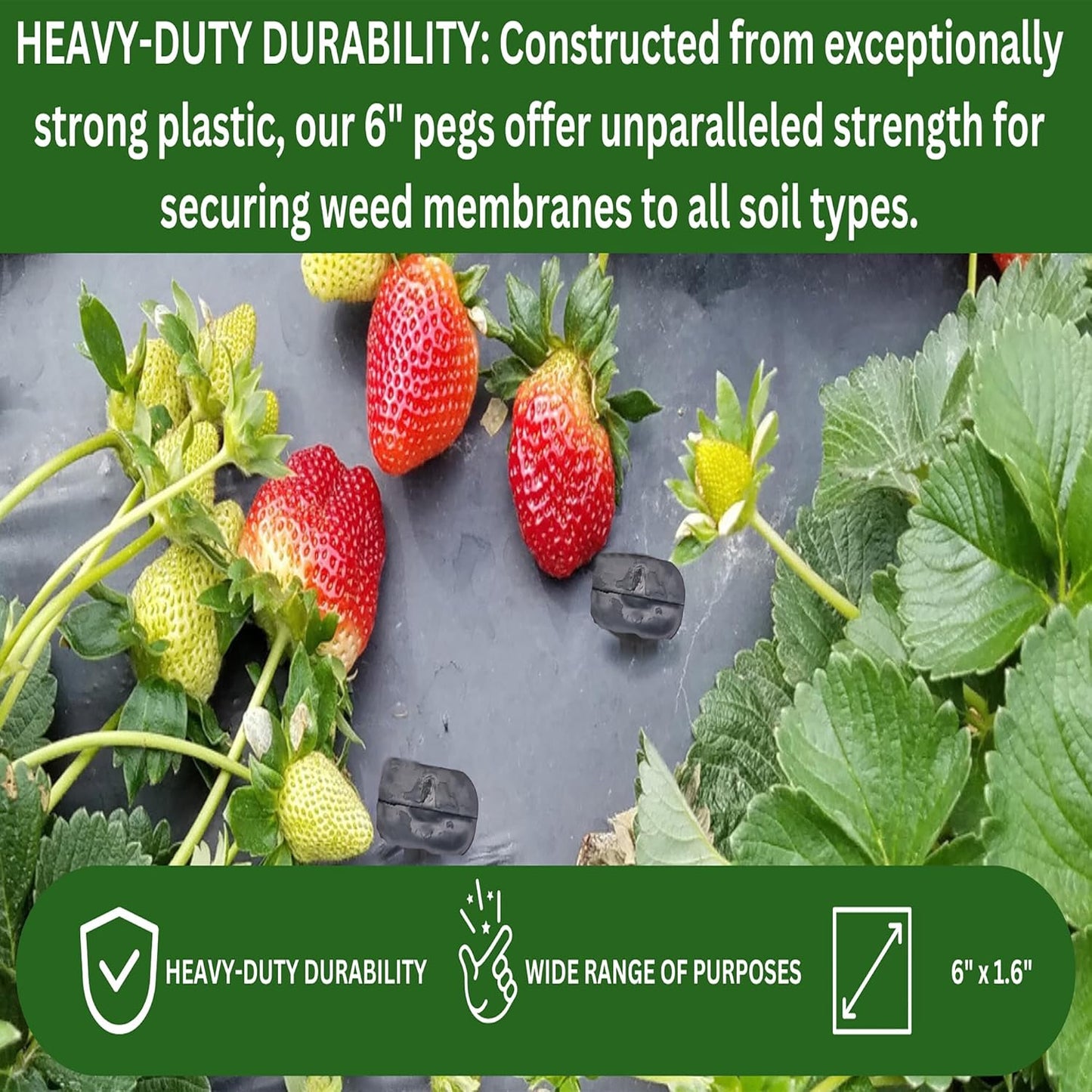 Heavy Duty Weed Control Membrane Pegs - Pack of 100, 6" Ground Anchors for Garden Netting, Artificial Grass, Landscape Fabric - Universal Stakes for Groundsheet, Planter Liner & Gravel