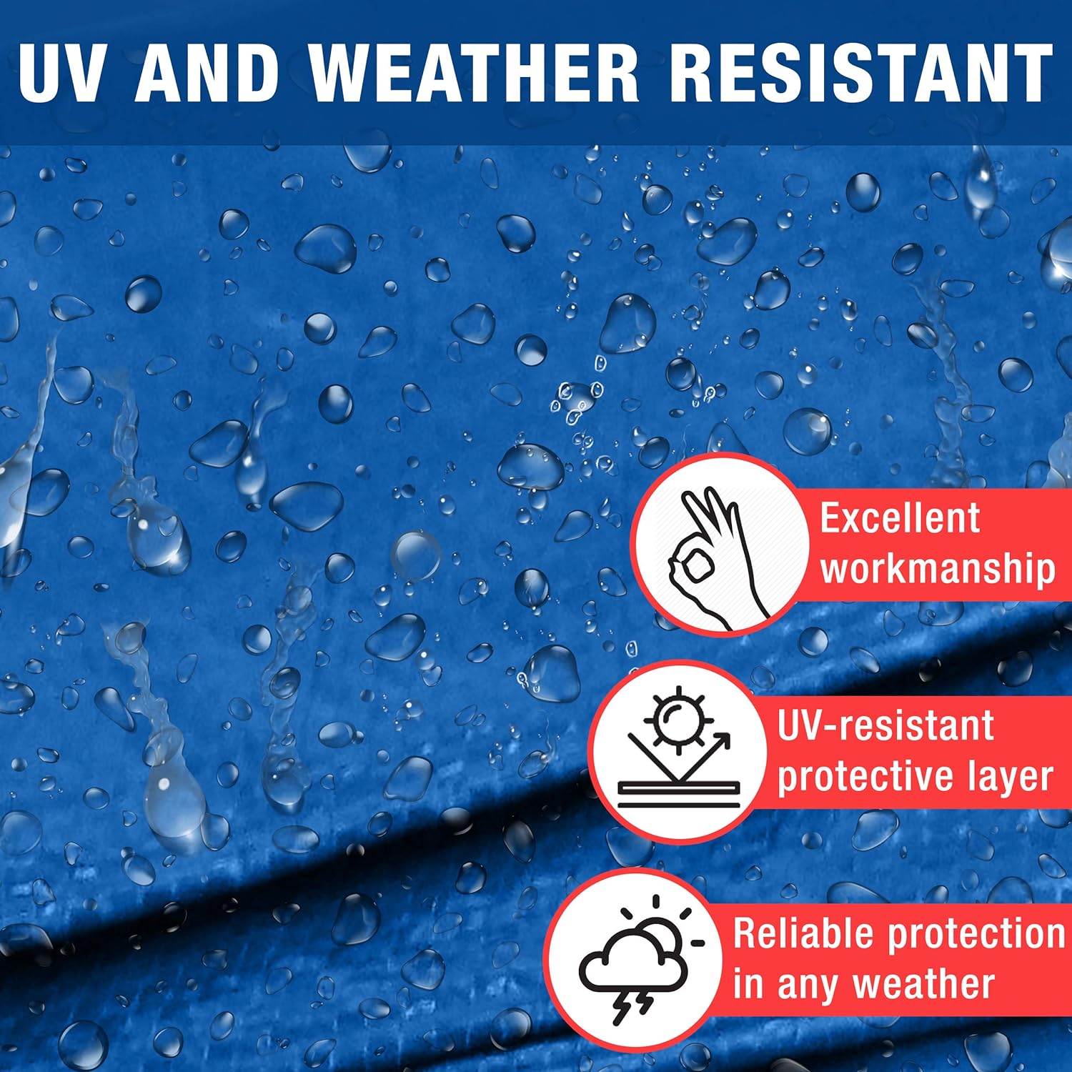 Large Blue Tarpaulin in Various Sizes - Durable, Water & UV Resistant Tarp Plastic Sheet for Outdoor, Camping, Tent Groundsheet & Garden - Ground Sheet for Versatile Use