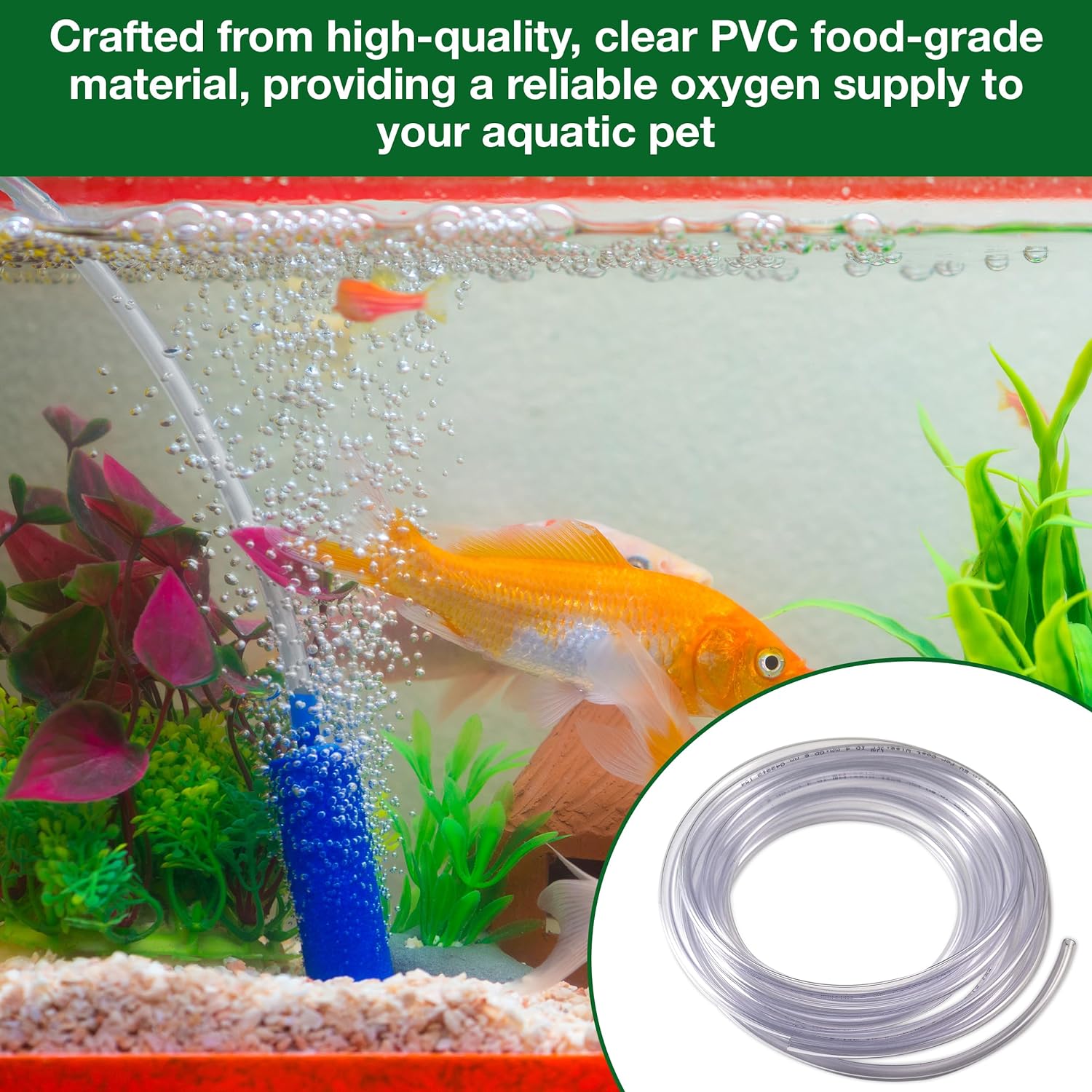 Clear Aquarium Airline PVC Food Grade Tube - 4/6MM Oxygen Tubing for Fish Tanks, Soft Aquarium Tubing Air Hose, Air Pump Accessories