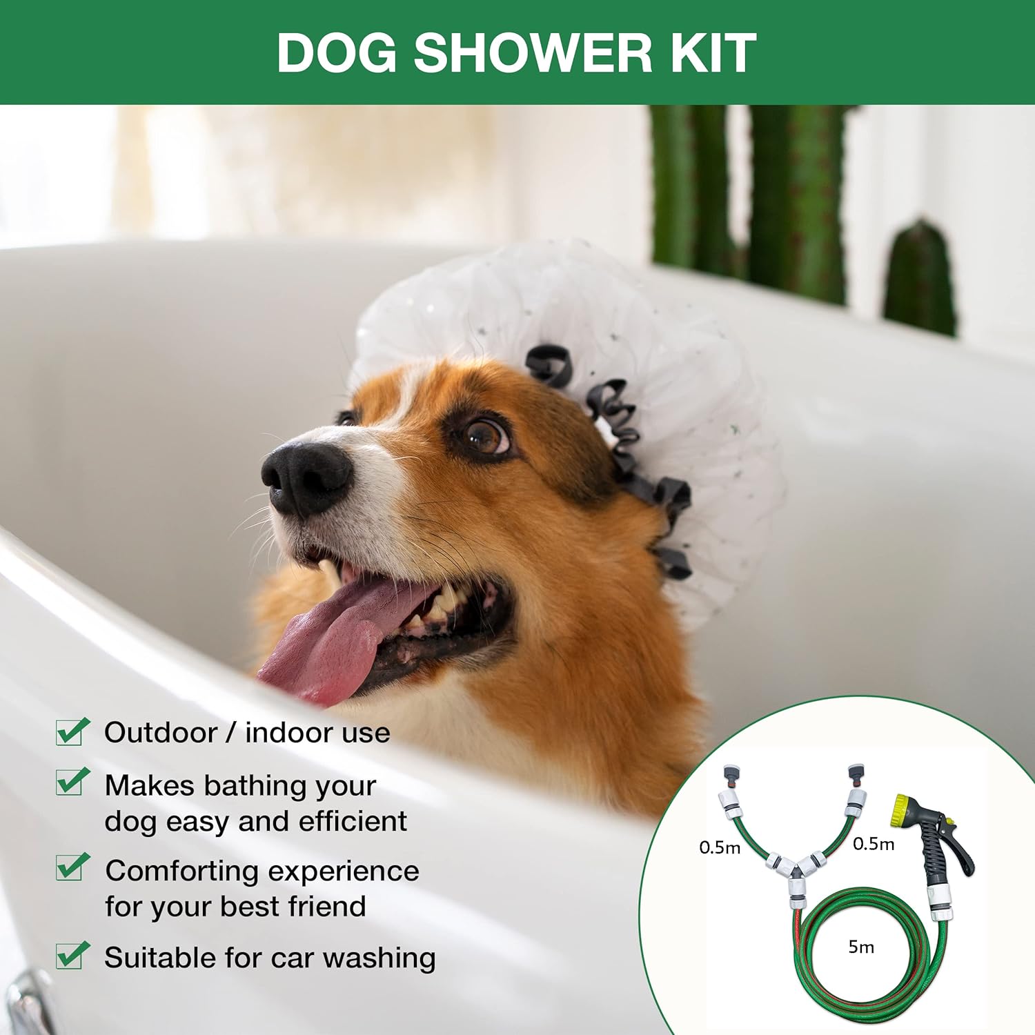 Dog Wash Shower Kit - Upgrade Your Pet Grooming Routine with Our Hot and Cold Premium Set - Perfect for Washing Dogs Outdoors, Dog Baths and Pet Care