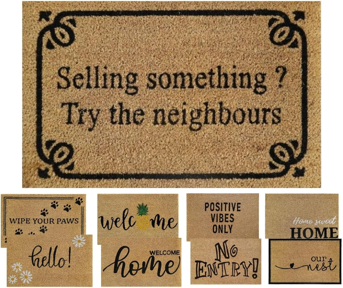 Coir Door Mat (60x40cm) - Non-Slip & Absorbent, Indoor/Outdoor, Eco-Friendly - Ideal as Front Door, Entrance, Floor, Welcome Mat - Large Size, Dirt Trapper, Washable