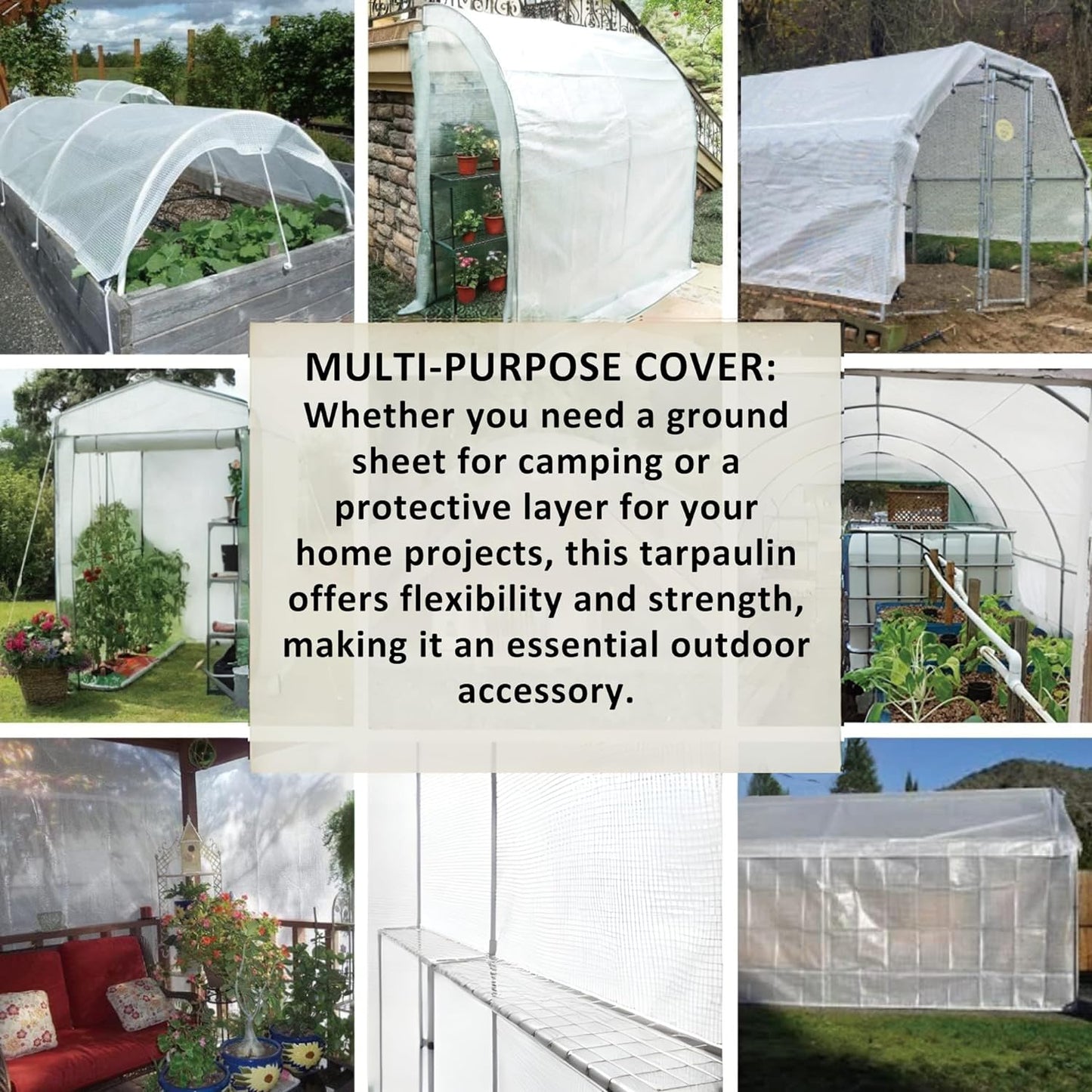 Clear Waterproof Tarpaulin – Heavy Duty 100GSM Multi-Purpose Tarp – Ideal for Caravan, Garden, Car and Outdoor Protection – UV, Dust, Rain, Snow Resistant – Transparent Cover