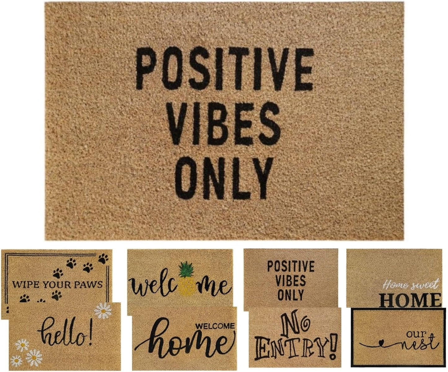 Coir Door Mat (60x40cm) - Non-Slip & Absorbent, Indoor/Outdoor, Eco-Friendly - Ideal as Front Door, Entrance, Floor, Welcome Mat - Large Size, Dirt Trapper, Washable