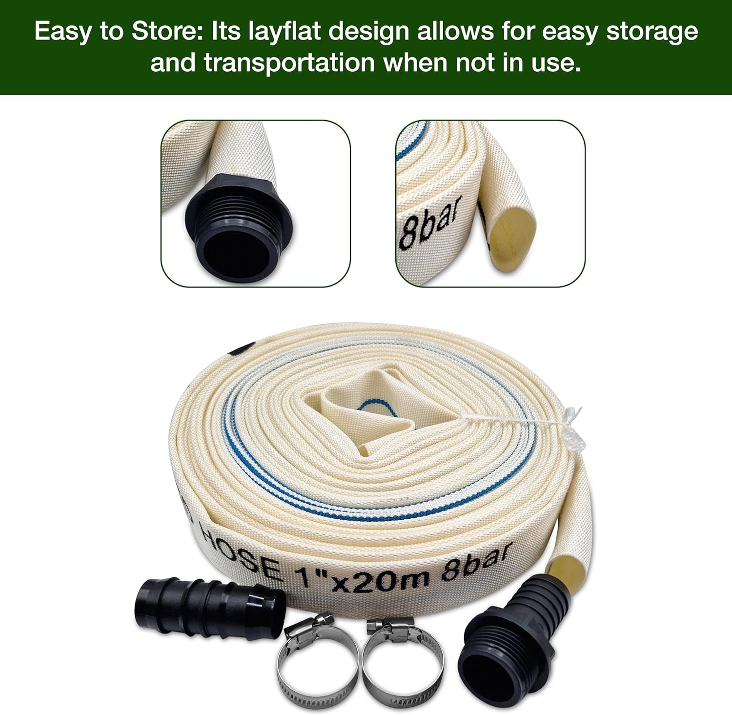 Ultimate Heavy Duty Discharge Hose Pipe Set - 25mm Diameter, Complete with 2 Clips, Joiner Coupler, and Pond Connector