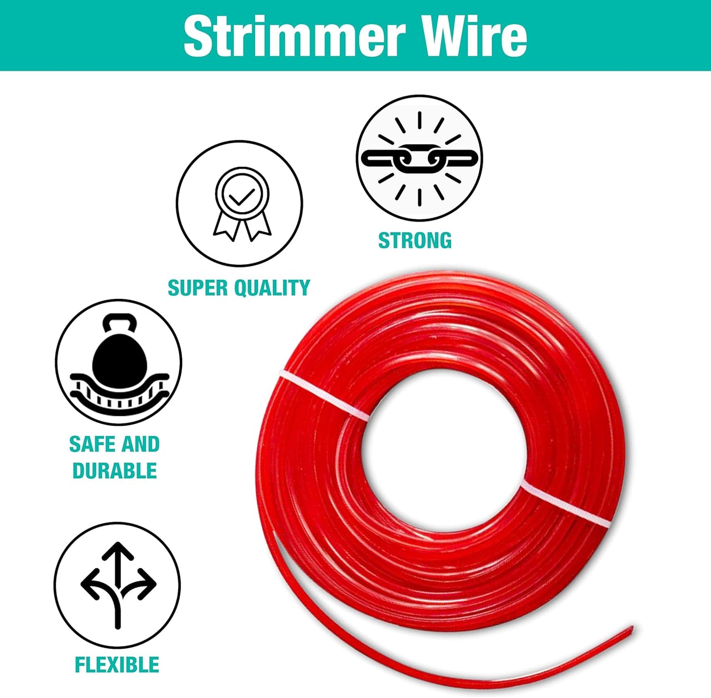 Strimmer Line Red Star – 2.4 mm x 15 m Strimmer Wire – Ideal for Professional Trimming of Medium to Long Grass