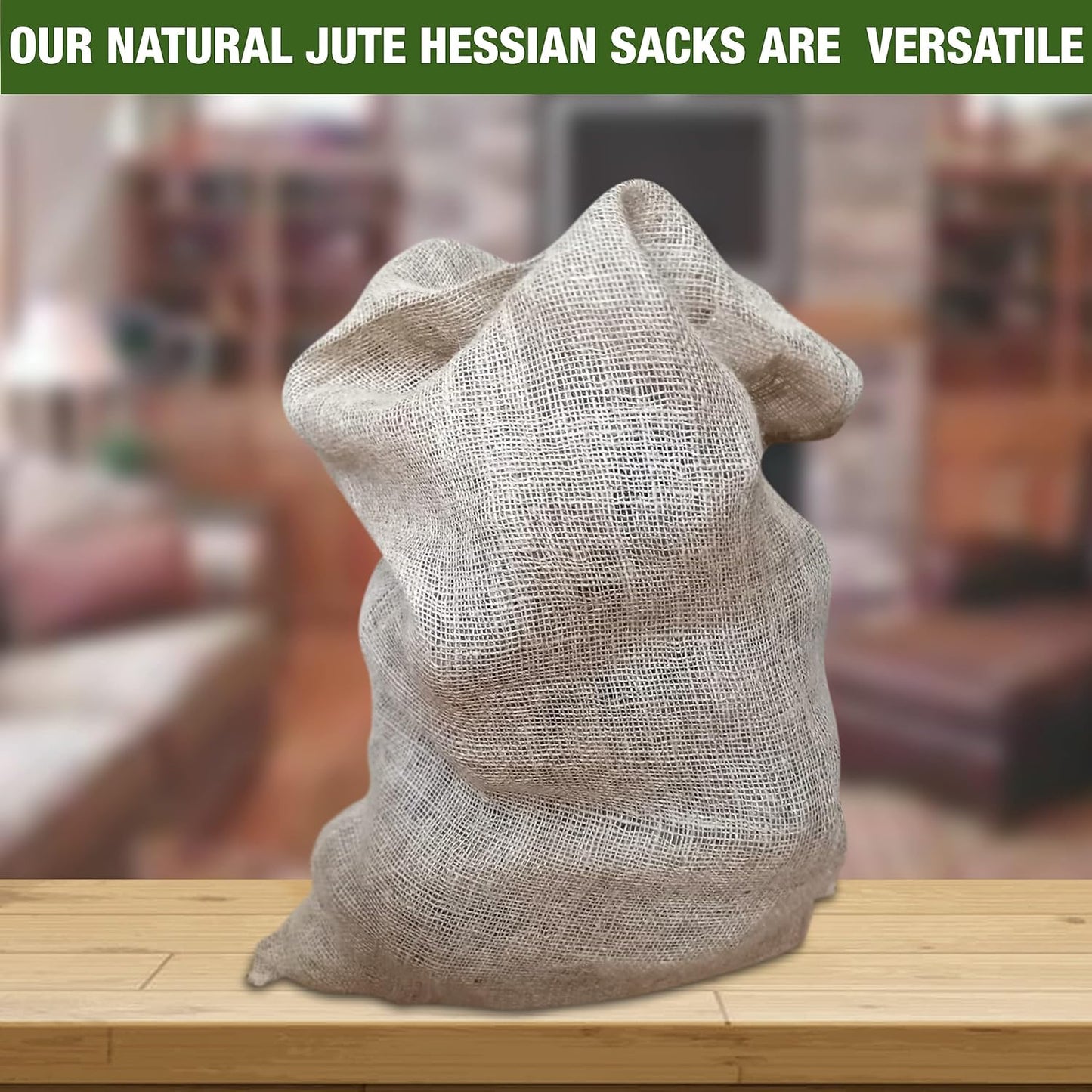 Natural Hessian Tearproof Jute Sacks Pack of 4 – Resistant and Anti-Tear Storage Bags – Large Bags – 50 x 85 cm / 25 kg Hessian Fabric – Suitable for Vegetable Storage – Bean Bag