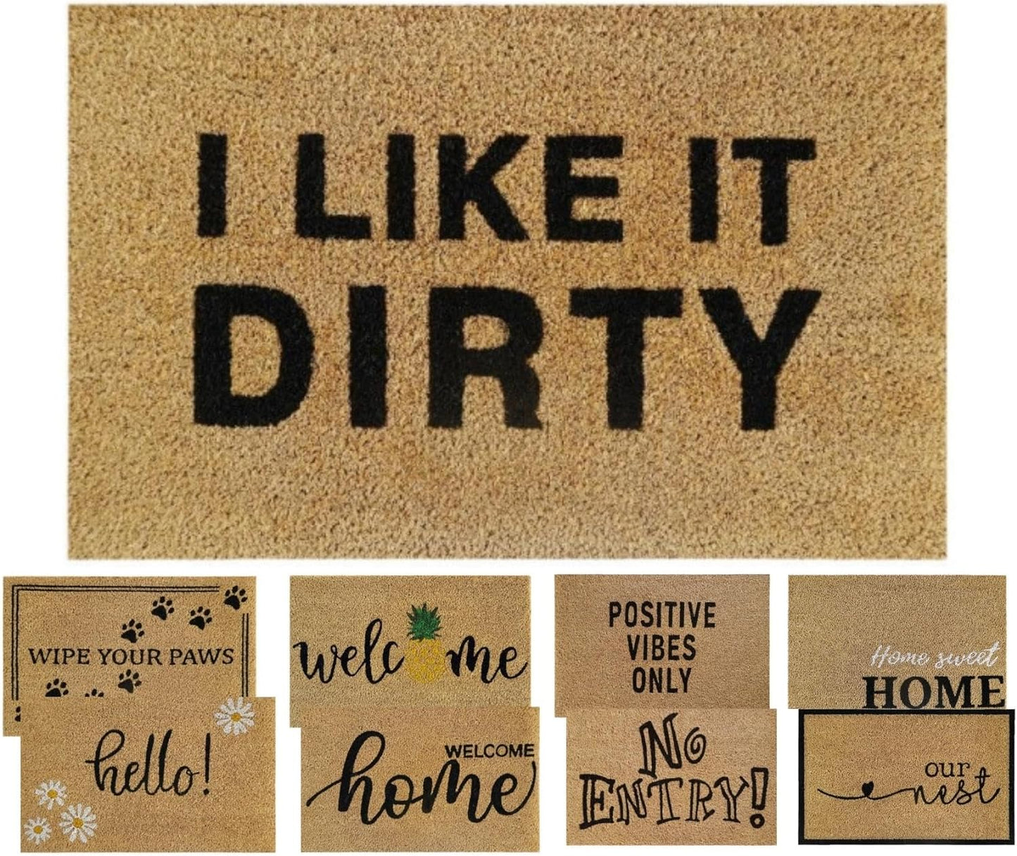 Coir Door Mat (60x40cm) - Non-Slip & Absorbent, Indoor/Outdoor, Eco-Friendly - Ideal as Front Door, Entrance, Floor, Welcome Mat - Large Size, Dirt Trapper, Washable