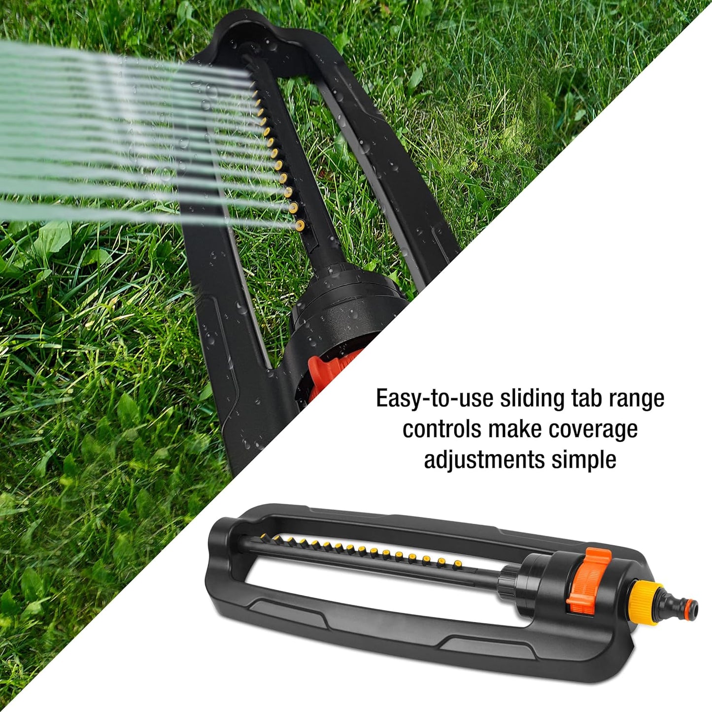 Garden Sprayer Sprinklers for Lawns – Garden Bar with 16 Durable Nozzles – Oscillating Sprinkler with Built-In Cleaning Pin – Large Coverage Area – Ideal for Lawn, Garden