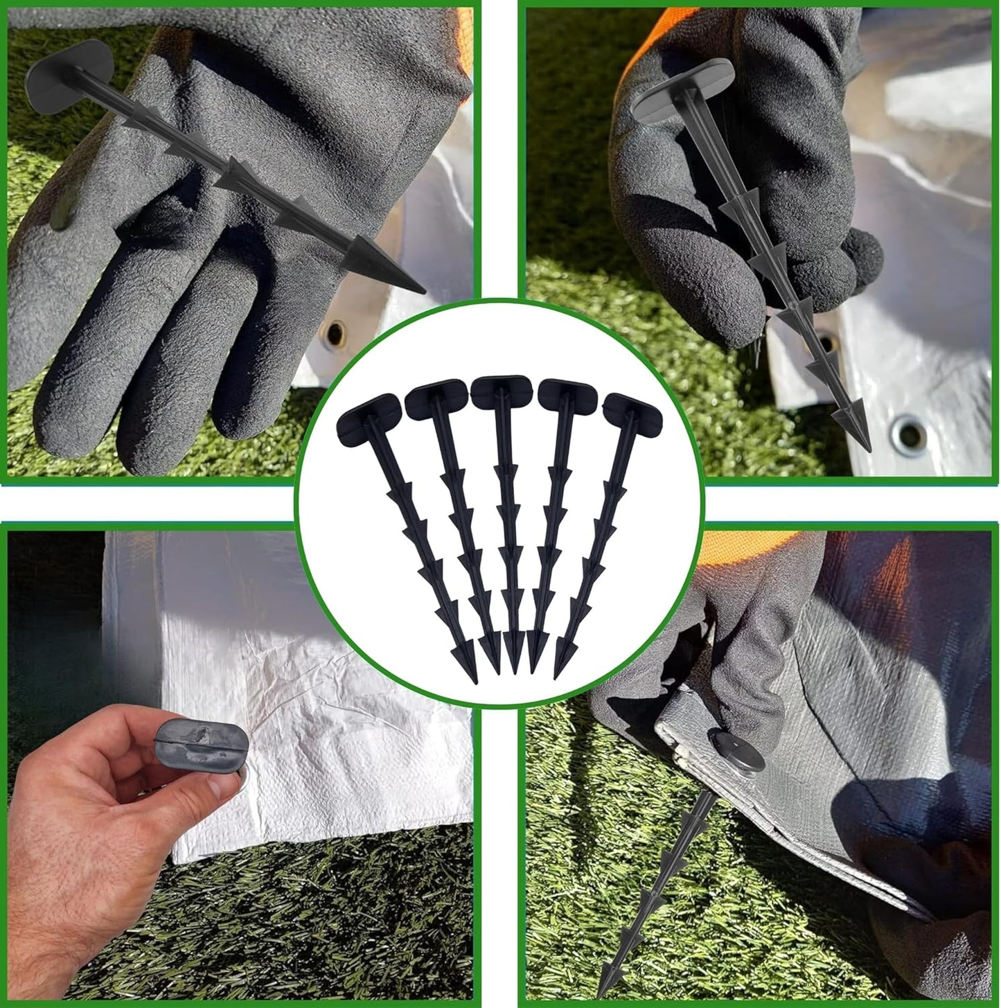 Heavy Duty Weed Control Membrane Pegs - Pack of 100, 6" Ground Anchors for Garden Netting, Artificial Grass, Landscape Fabric - Universal Stakes for Groundsheet, Planter Liner & Gravel
