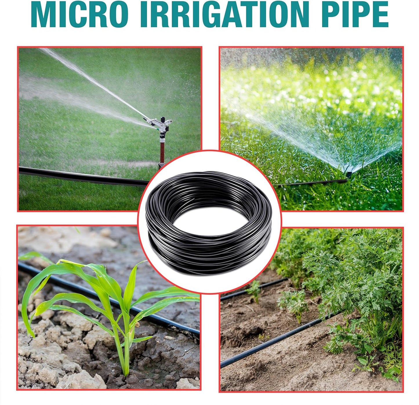 Micro Irrigation Water Pipe Tube – 50m Black Micro Tube 4mm / 6mm – Premium Hose for Garden Watering Systems – Easy DIY Installation - Ideal for Drippers, Micro Jets Mini Sprinklers