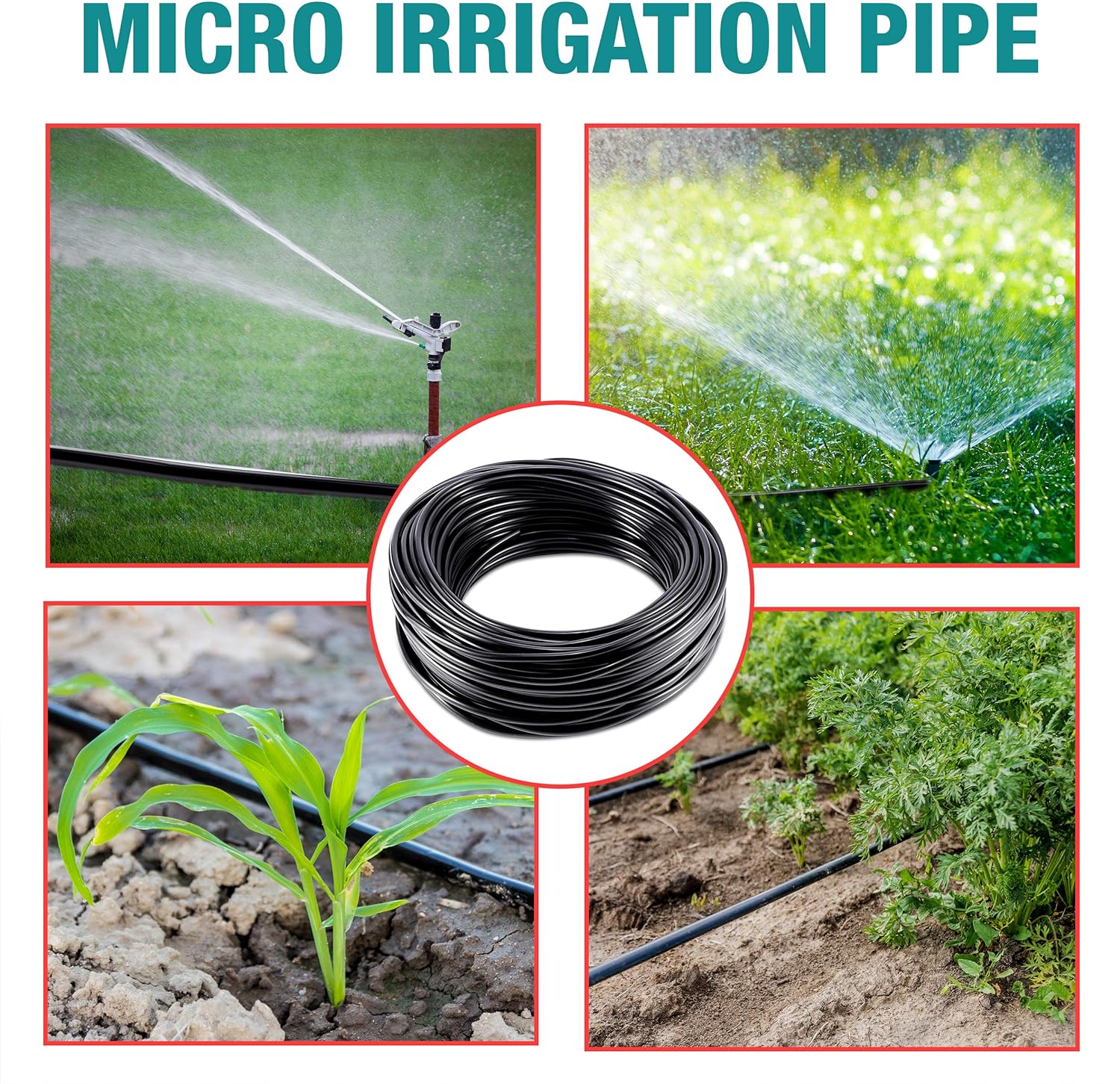 Micro Irrigation Water Pipe Tube – 50m Black Micro Tube 4mm / 6mm – Premium Hose for Garden Watering Systems – Easy DIY Installation - Ideal for Drippers, Micro Jets Mini Sprinklers