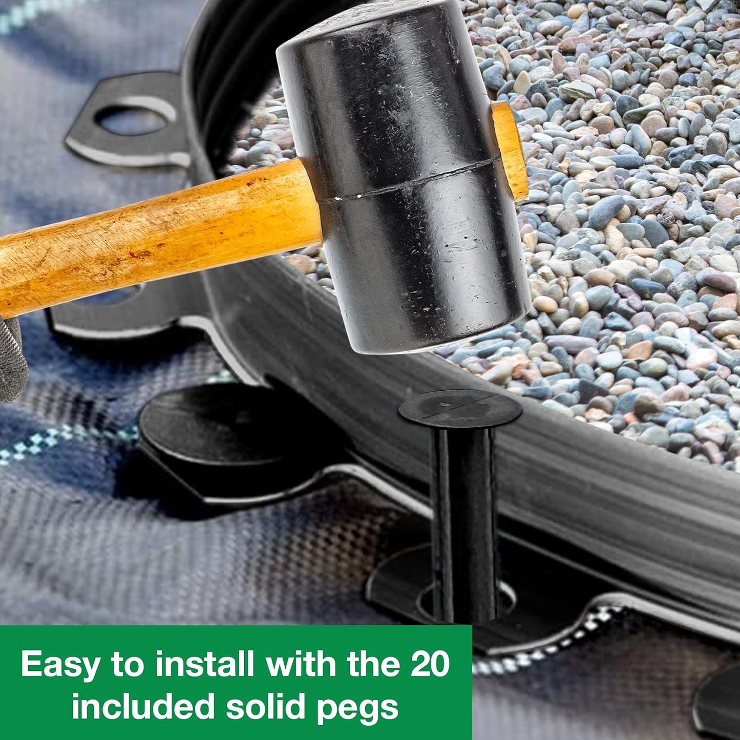10m of Flexible Grey Garden Edging Border - Complete with 20 Securing Pegs for Perfect Flower Beds, Lawns, and Pavement Design (40mm High)