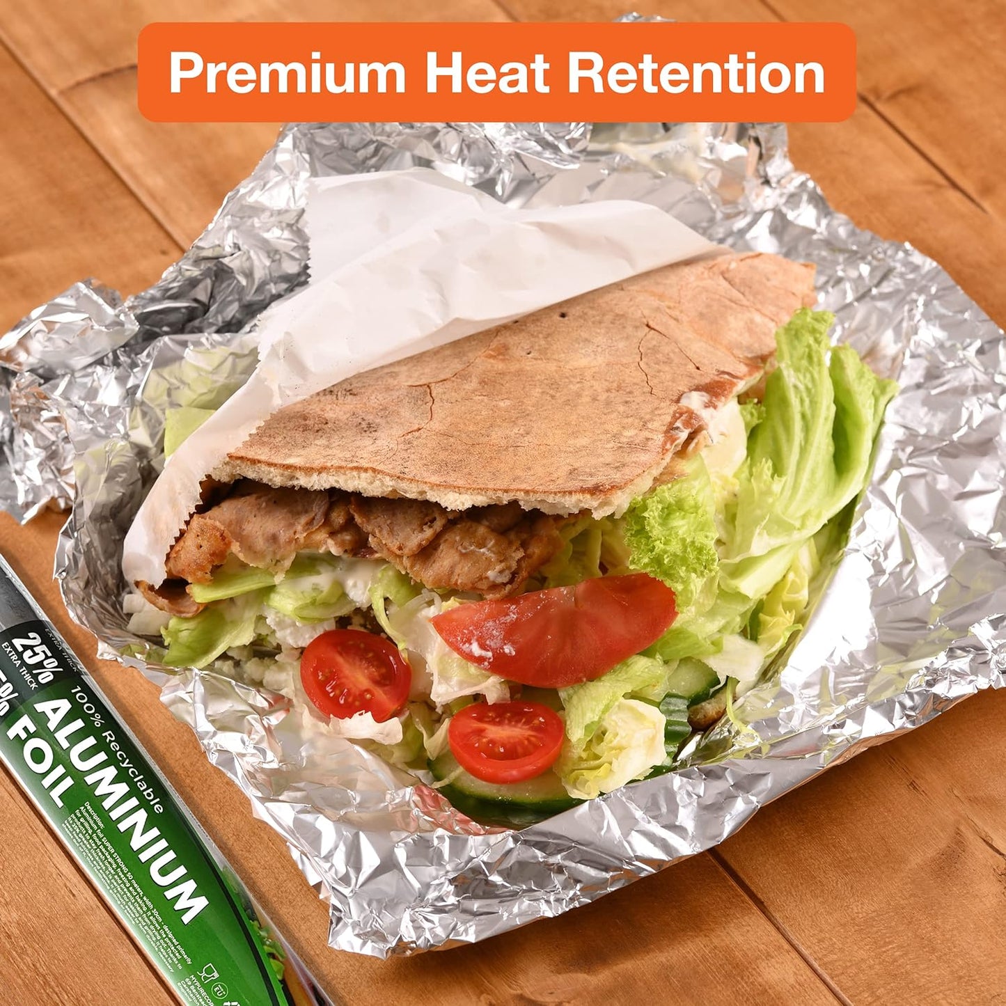 Strong Aluminum Foil Roll - 50m Long and 300mm Wide - Aluminum Tin Foil for Baking, Packing or Freezing