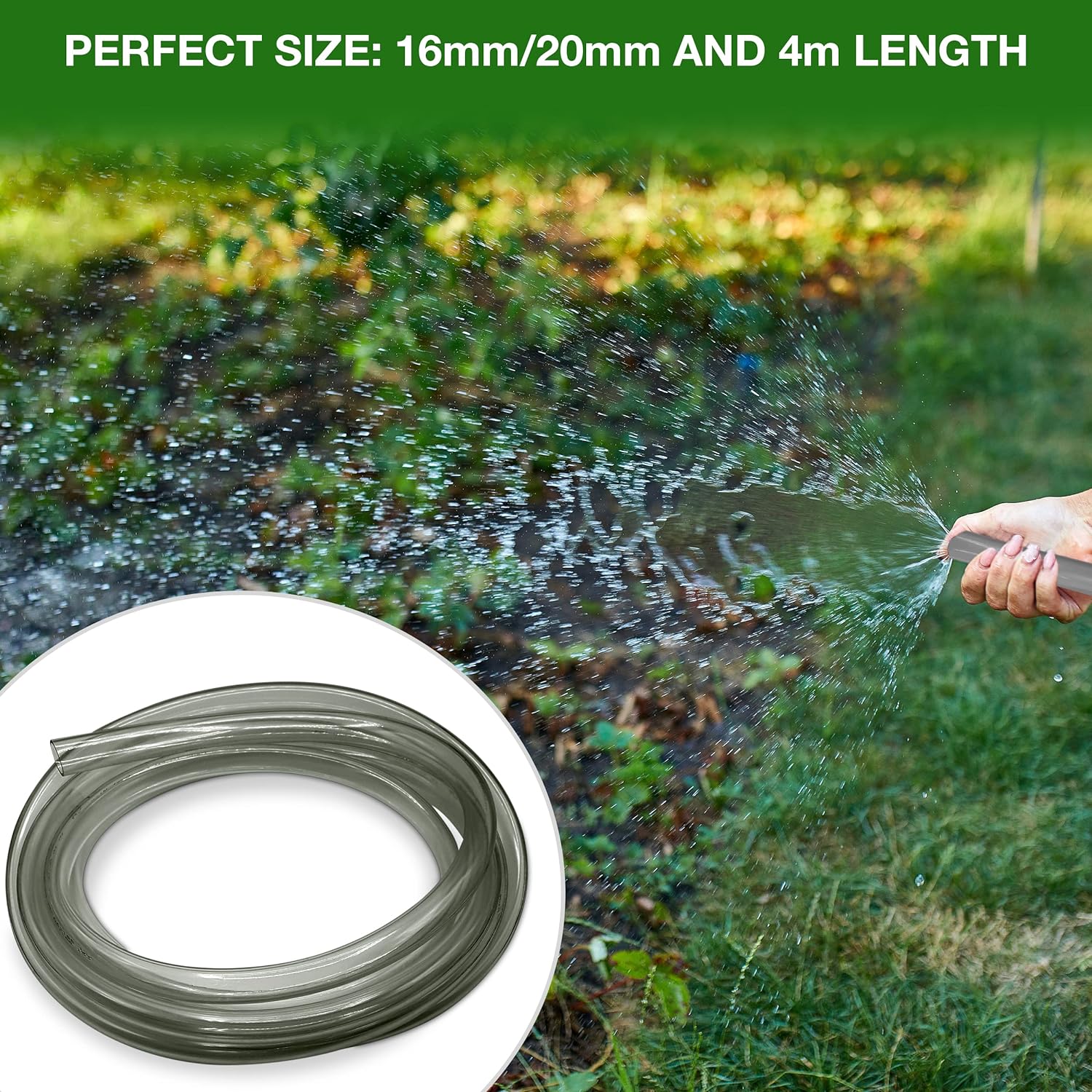 Flexible Hose Pipe 16mm Inside Diameter 20mm Outside Diameter – 4 Metres Grey PVC Food Grade Clear Plastic Tube for Fish Food, Engineering, Food Industry – Multipurpose PVC Pipe