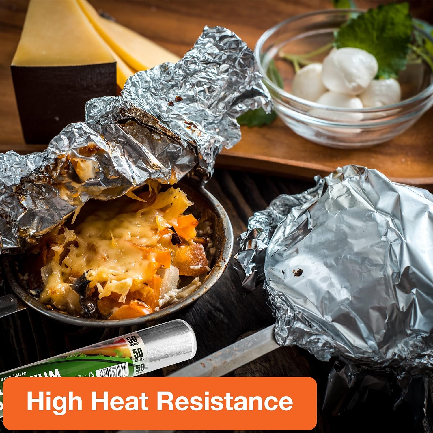 Strong Aluminum Foil Roll - 50m Long and 300mm Wide - Aluminum Tin Foil for Baking, Packing or Freezing