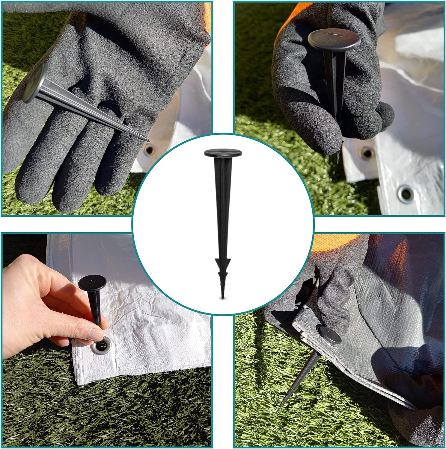 Mini Securing Pegs Pack of 100 – Heavy-Duty Ground Pegs for Securing Landscape Fabric – Durable Weed Membrane Pegs for Plant Protection – Plastic Pegs for Ground Sheet Cover