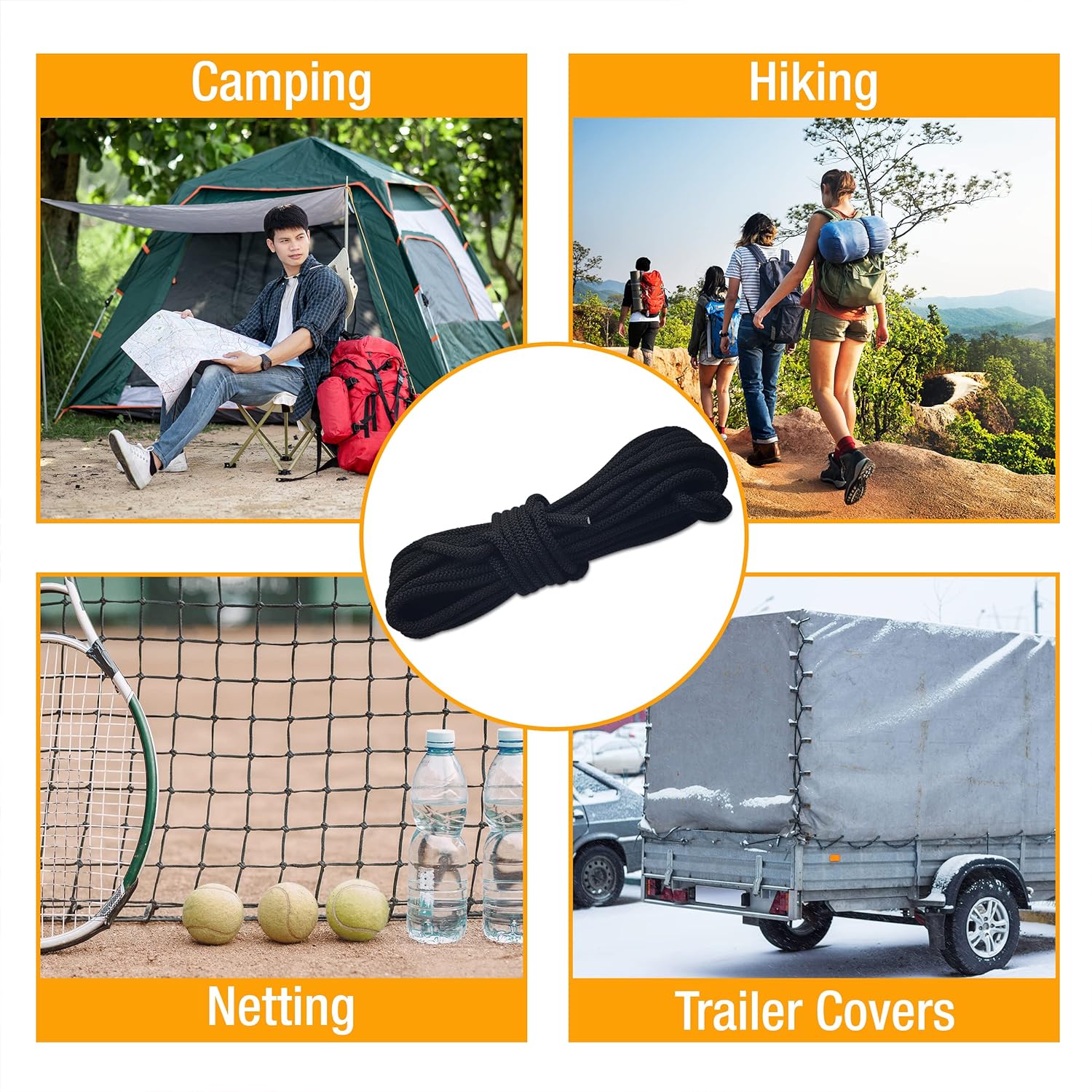 Bungee Cord – 10m x 6mm Elasticated Tarpaulin Bungee Cord – Heavy-Duty Tarpaulin Elastic Cord – Shock Securing Cord for Tarpaulins, Trailers, Camping, Sailboats and Industrial Use
