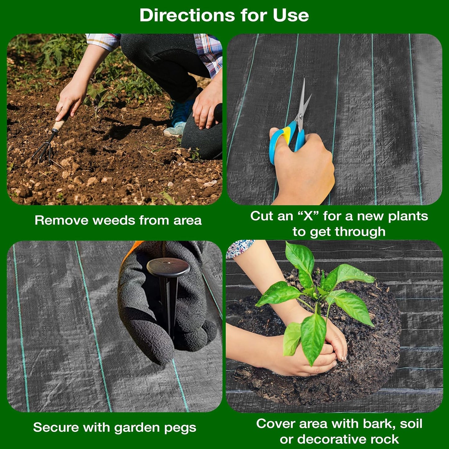 Heavy Duty Weed Control Membrane Fabric - Ground Cover for Landscaping, Driveways, Patios, Flower Beds - Ideal for Garden, Artificial Grass, Gravel Underlay, Planters