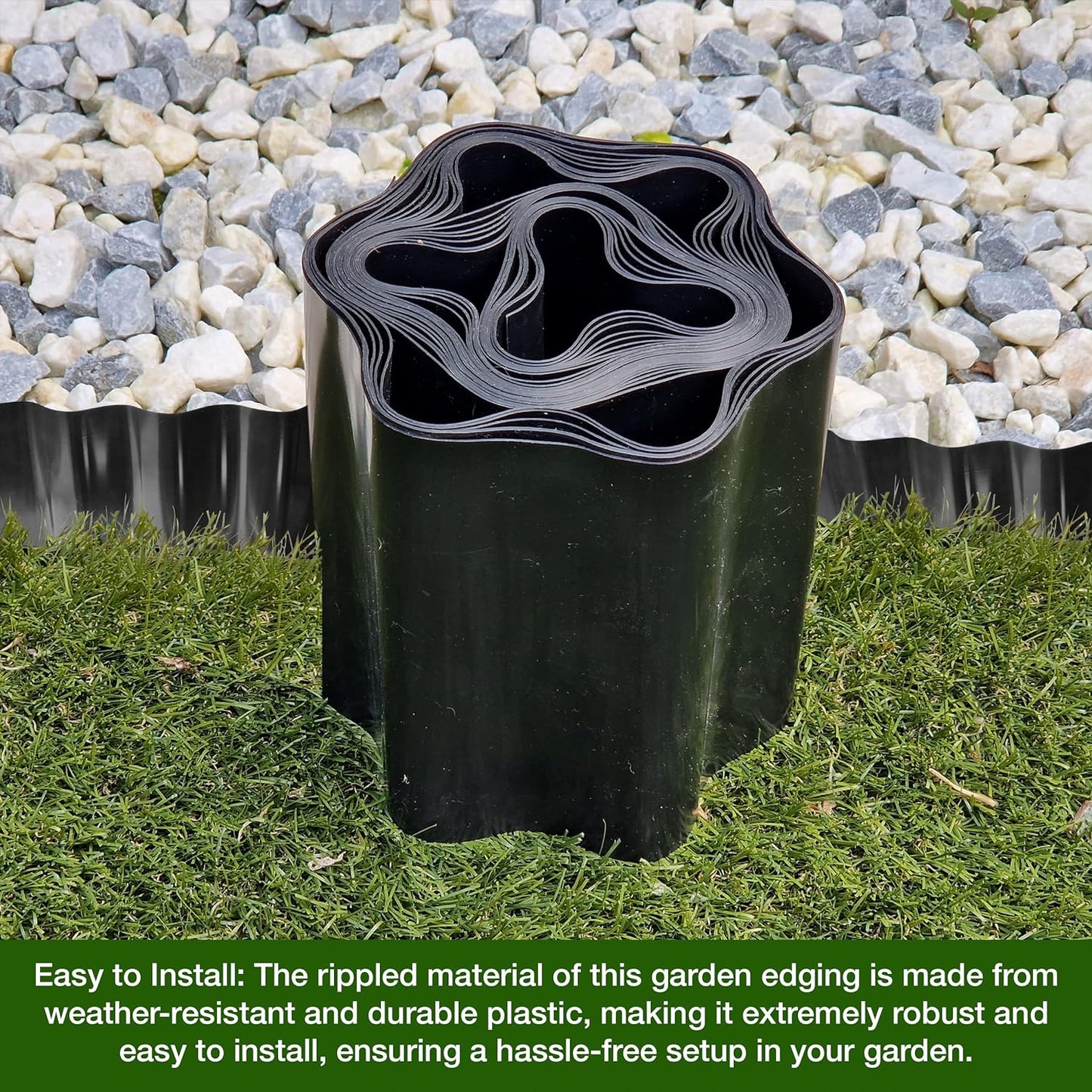 9 Metres, Black Flexible Plastic Lawn Edging - Durable, Weatherproof, and Frost-Resistant! 15cm Height