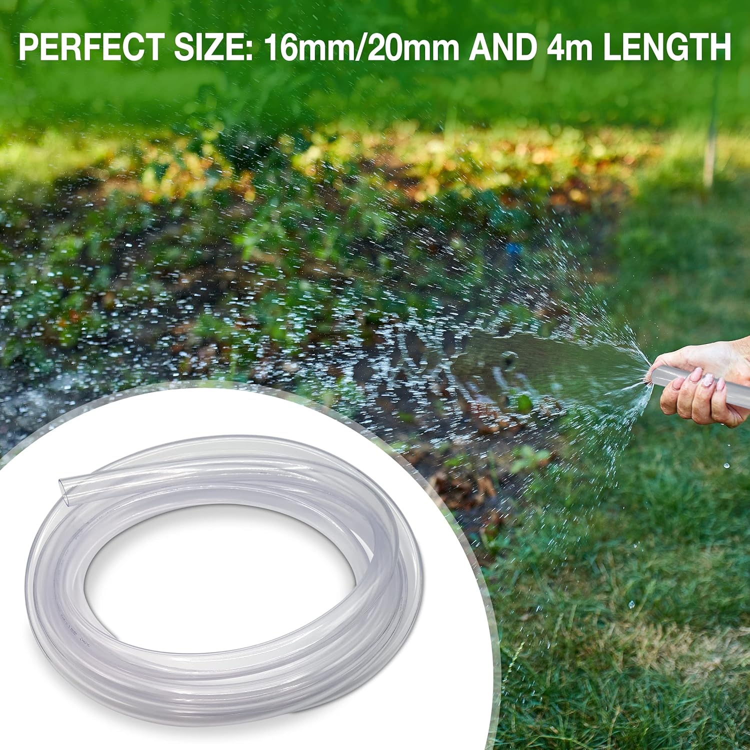 Flexible Hose Pipe 16mm Inside Diameter 20mm Outside Diameter – 4 Metres Clear PVC Food Grade Clear Plastic Tube for Fish Food, Engineering, Food Industry – Multipurpose PVC Pipe