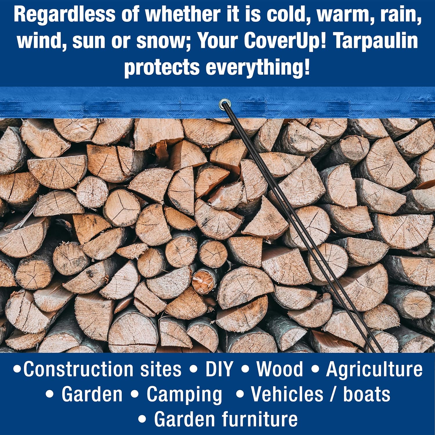 Large Blue Tarpaulin in Various Sizes - Durable, Water & UV Resistant Tarp Plastic Sheet for Outdoor, Camping, Tent Groundsheet & Garden - Ground Sheet for Versatile Use