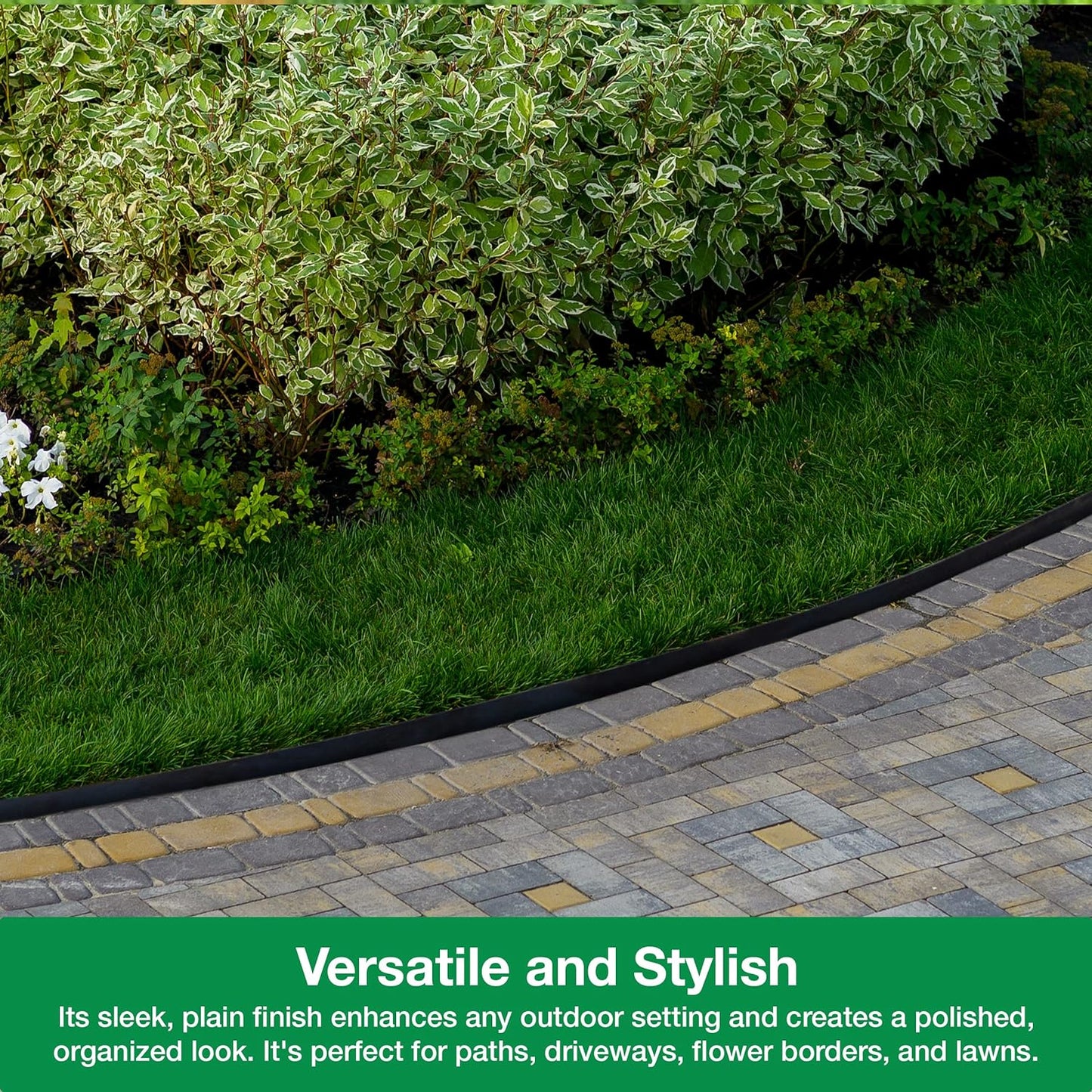 10m of Flexible Grey Garden Edging Border - Complete with 20 Securing Pegs for Perfect Flower Beds, Lawns, and Pavement Design (40mm High)