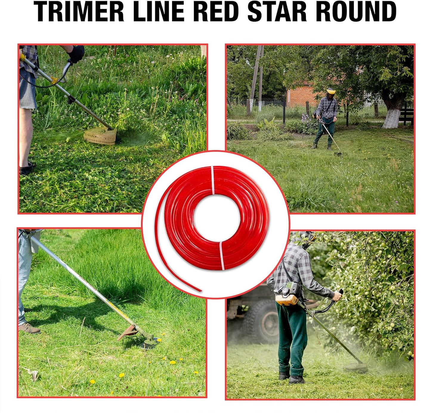 Strimmer Line Red Star – 2.4 mm x 15 m Strimmer Wire – Ideal for Professional Trimming of Medium to Long Grass