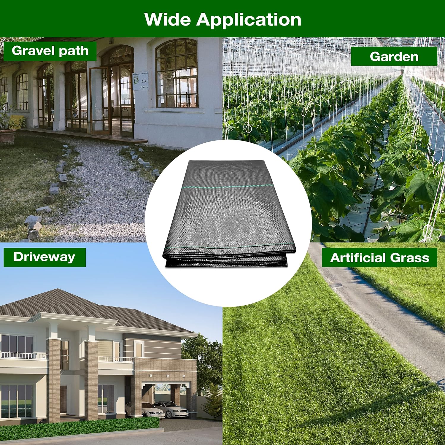 Heavy Duty Weed Control Membrane Fabric - Ground Cover for Landscaping, Driveways, Patios, Flower Beds - Ideal for Garden, Artificial Grass, Gravel Underlay, Planters