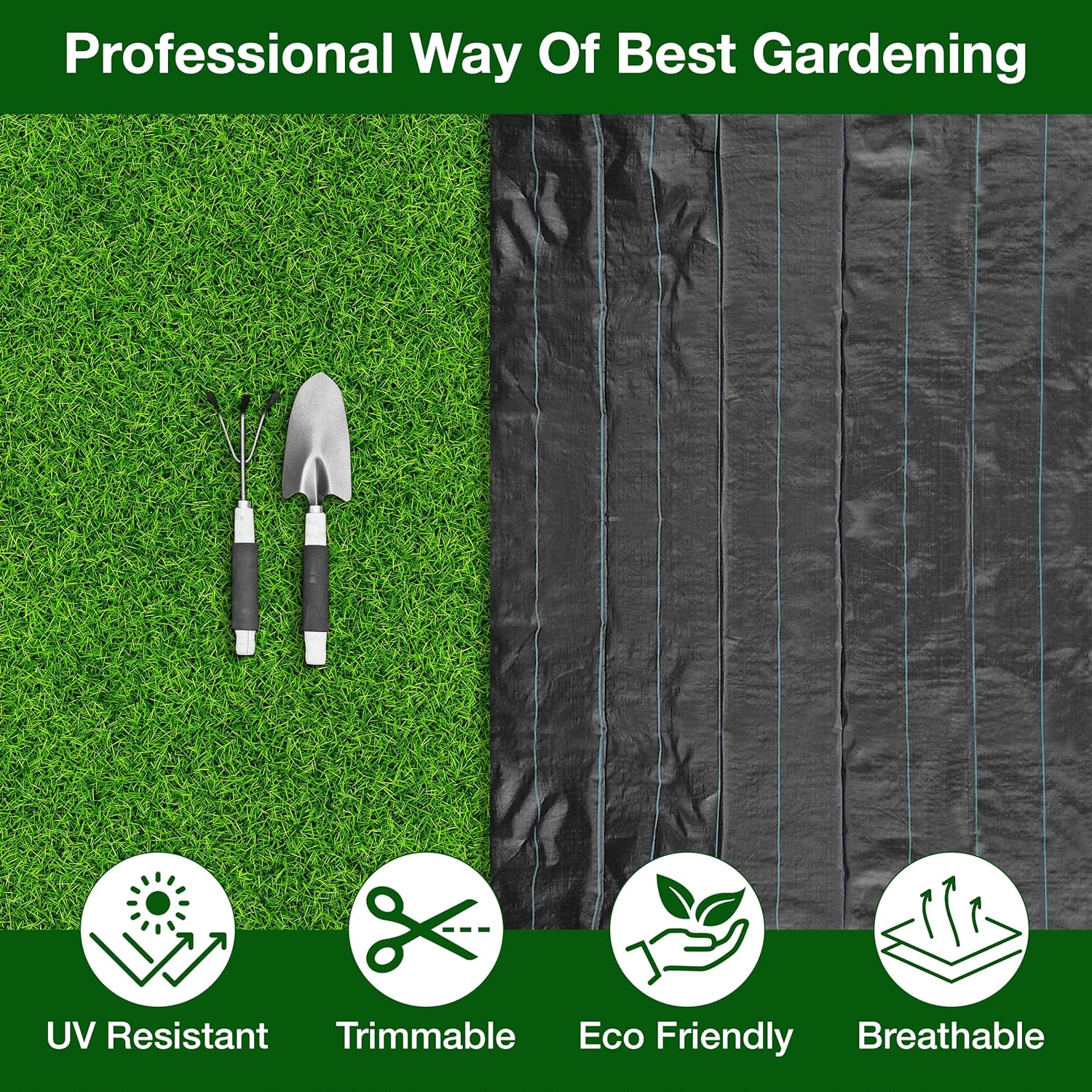 Heavy Duty Weed Control Membrane Fabric - Ground Cover for Landscaping, Driveways, Patios, Flower Beds - Ideal for Garden, Artificial Grass, Gravel Underlay, Planters