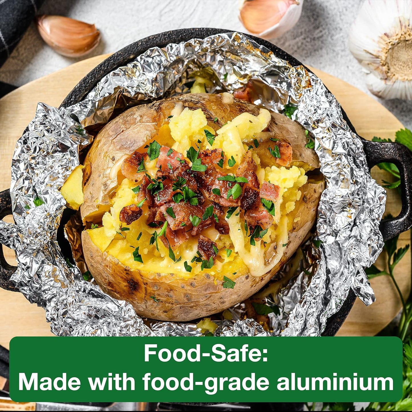 Strong Aluminum Foil Roll - 50m Long and 300mm Wide - Aluminum Tin Foil for Baking, Packing or Freezing