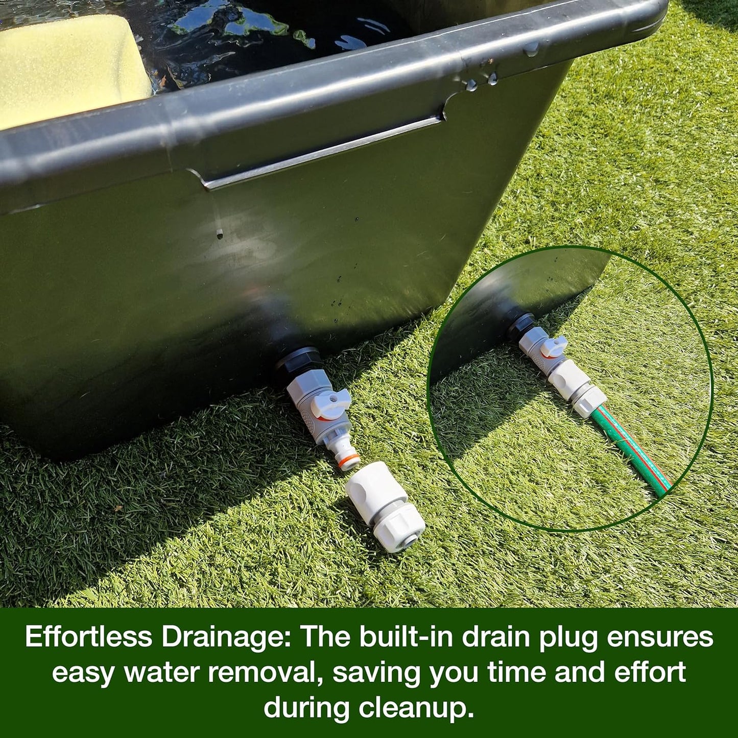 Large 90L Dog Bath/Pool/Tub & Foldable Metal Stand with Drain Plug and Hozelock Compatible End Connector - Perfect for Retrievers, Boxers & More - Durable, Easy to Store