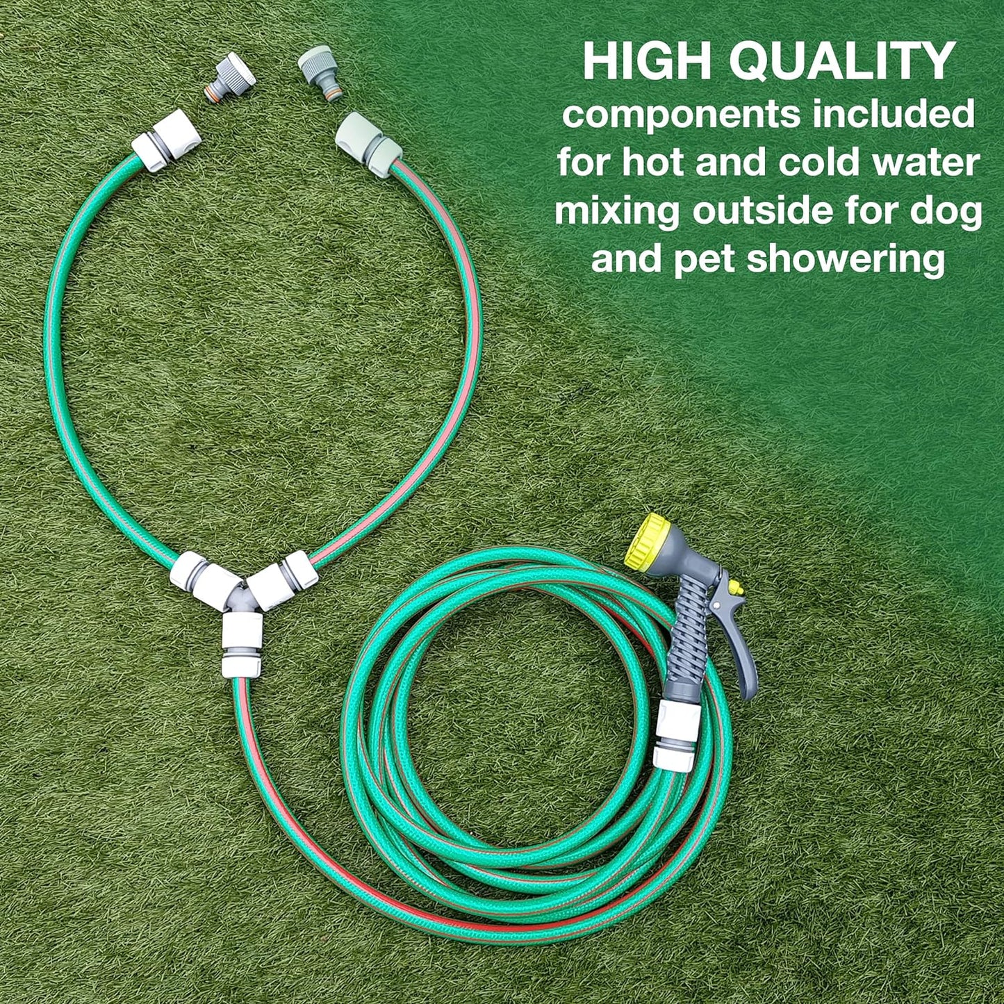 Dog Wash Shower Kit - Upgrade Your Pet Grooming Routine with Our Hot and Cold Premium Set - Perfect for Washing Dogs Outdoors, Dog Baths and Pet Care