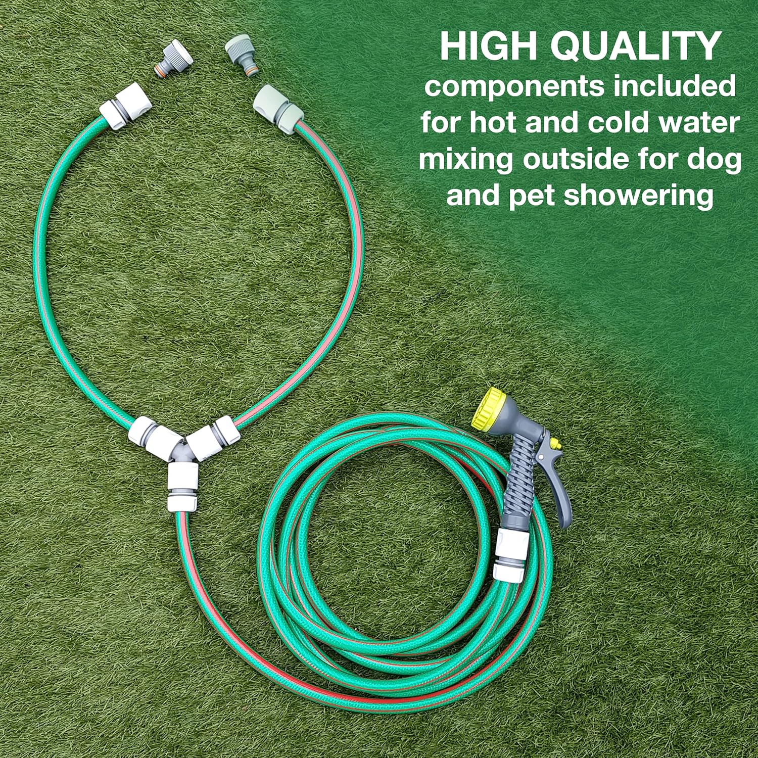 Dog Wash Shower Kit - Upgrade Your Pet Grooming Routine with Our Hot and Cold Premium Set - Perfect for Washing Dogs Outdoors, Dog Baths and Pet Care
