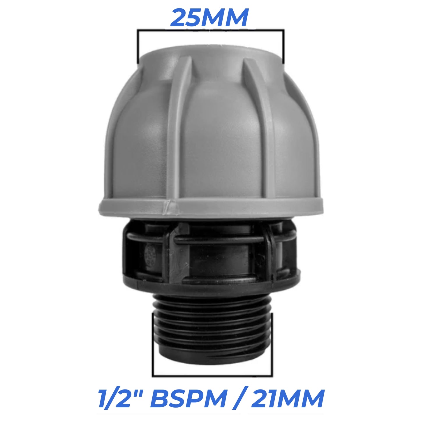 MDPE Compression Fittings 25mm - Straight, Elbow, Tee, Stop Valve, BSP Connector