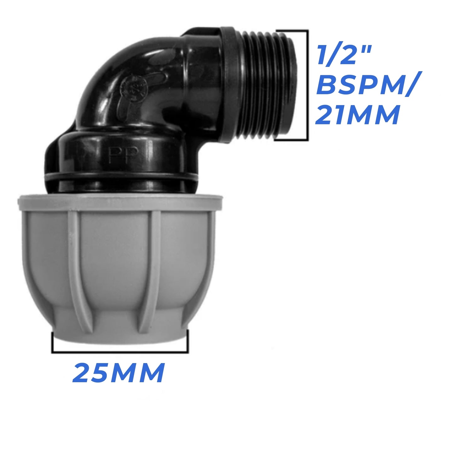 MDPE Compression Fittings 25mm - Straight, Elbow, Tee, Stop Valve, BSP Connector