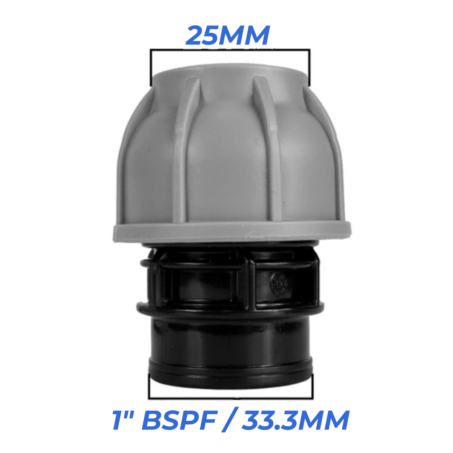 MDPE Compression Fittings 25mm - Straight, Elbow, Tee, Stop Valve, BSP Connector