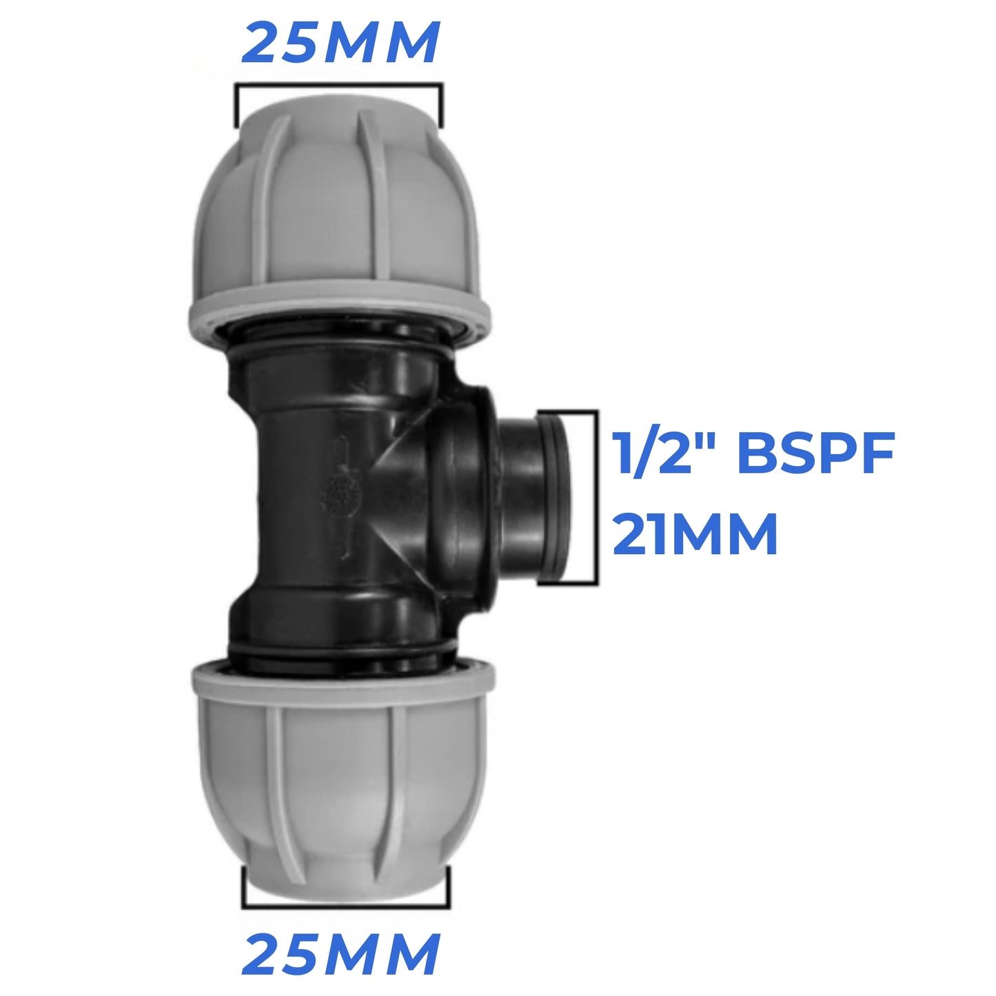 MDPE Compression Fittings 25mm - Straight, Elbow, Tee, Stop Valve, BSP Connector