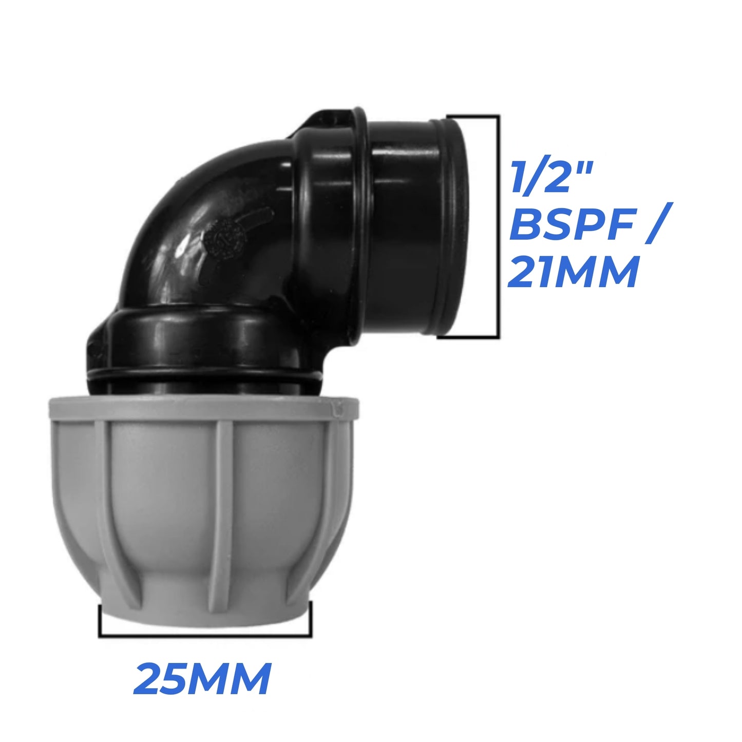 MDPE Compression Fittings 25mm - Straight, Elbow, Tee, Stop Valve, BSP Connector