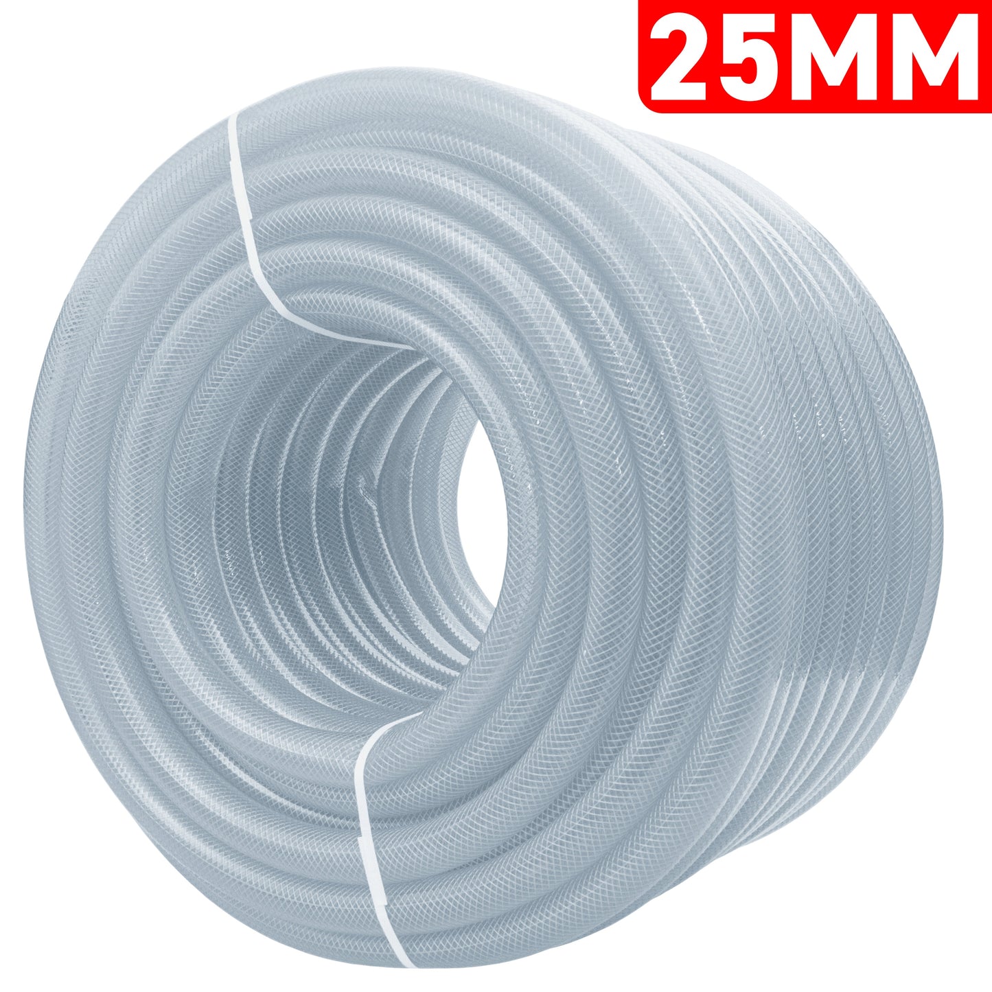 25mm Clear Braided PVC Hose Pipe - Food Grade, High Pressure, -20°C to +60°C