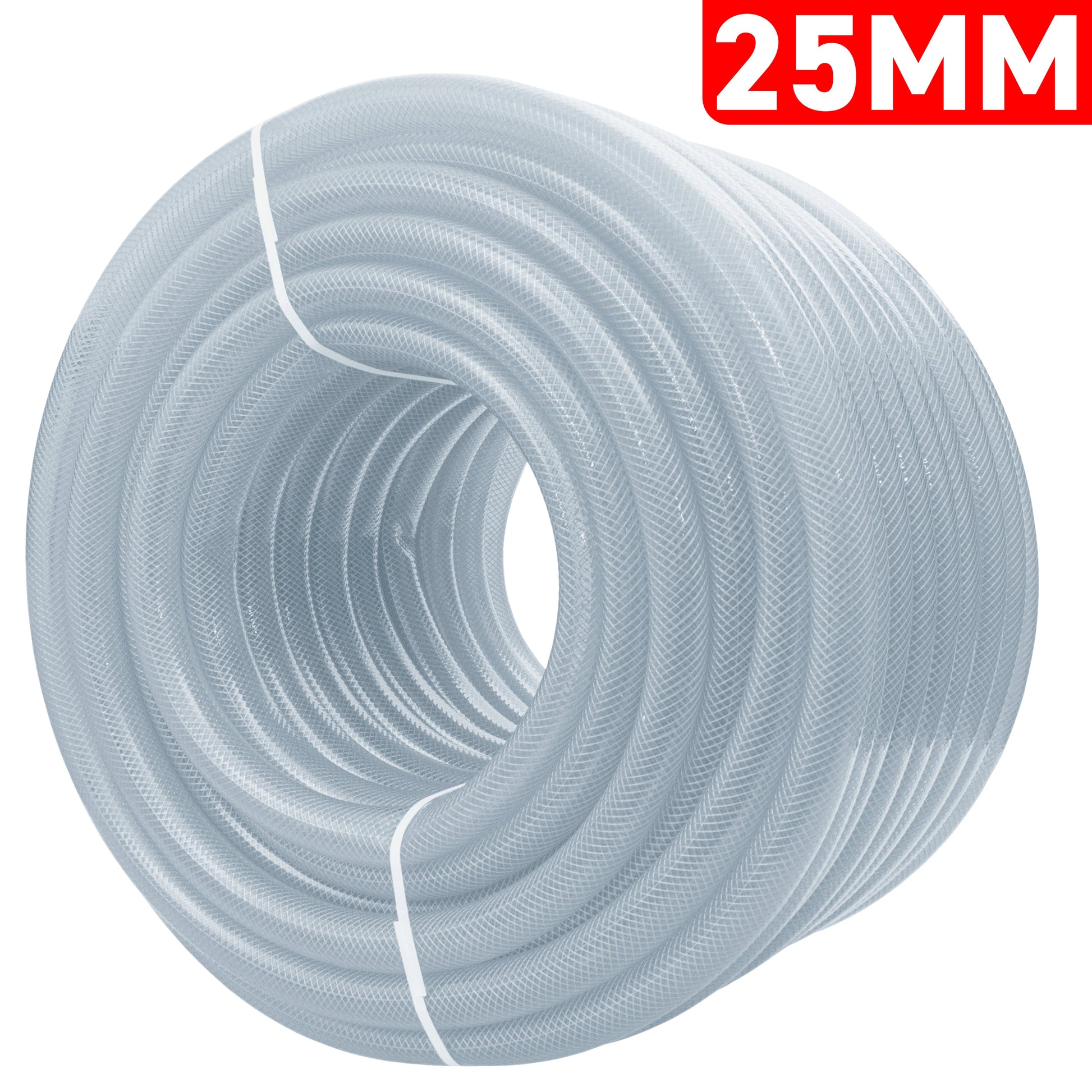 25mm Clear Braided PVC Hose Pipe - Food Grade, High Pressure, -20°C to +60°C