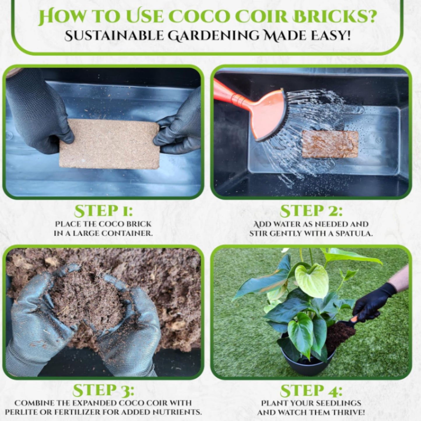 650g Organic Coco Coir Bricks Natural Coconut Fiber for Indoor & Outdoor Plants
