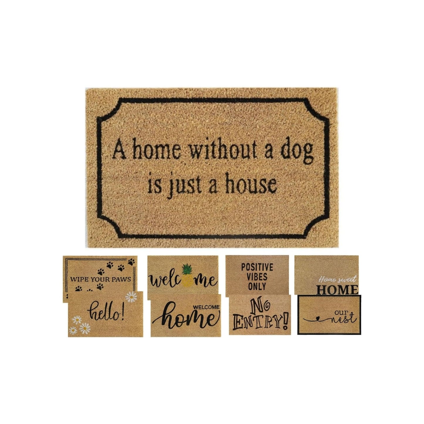 Coir Door Mat (60x40cm) - Non-Slip & Absorbent, Indoor/Outdoor, Eco-Friendly - Ideal as Front Door, Entrance, Floor, Welcome Mat - Large Size, Dirt Trapper, Washable