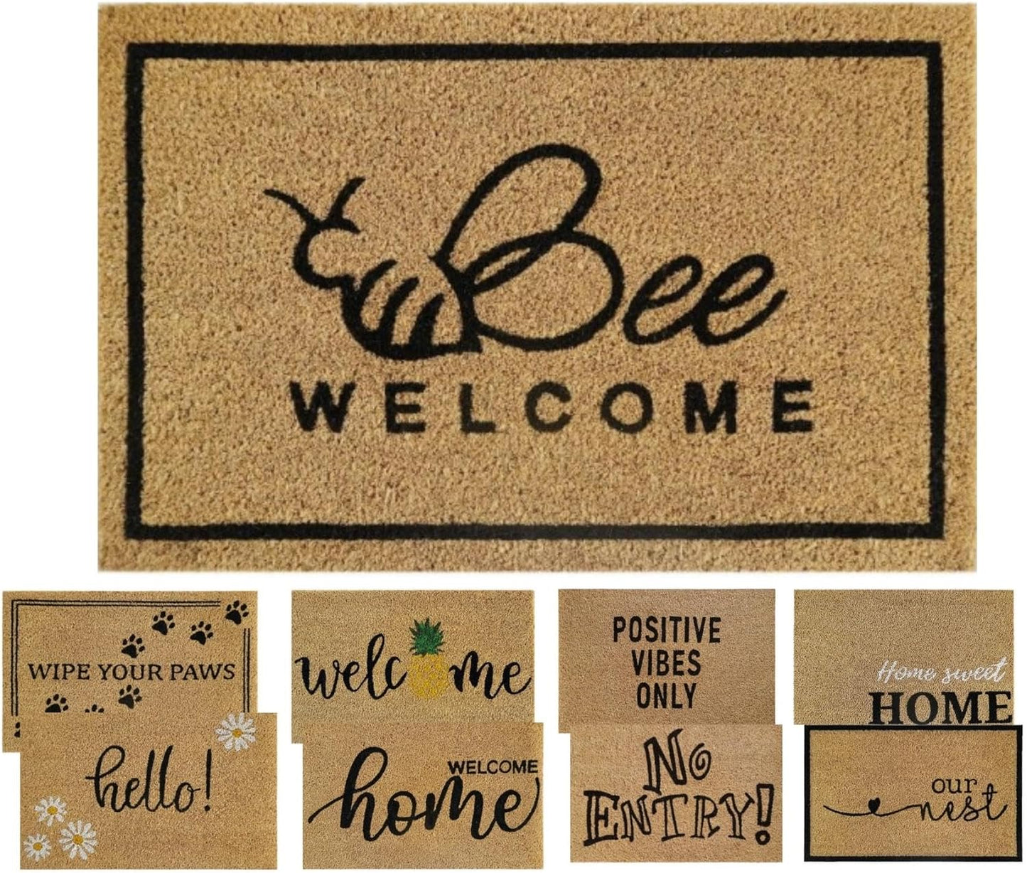 Coir Door Mat (60x40cm) - Non-Slip & Absorbent, Indoor/Outdoor, Eco-Friendly - Ideal as Front Door, Entrance, Floor, Welcome Mat - Large Size, Dirt Trapper, Washable