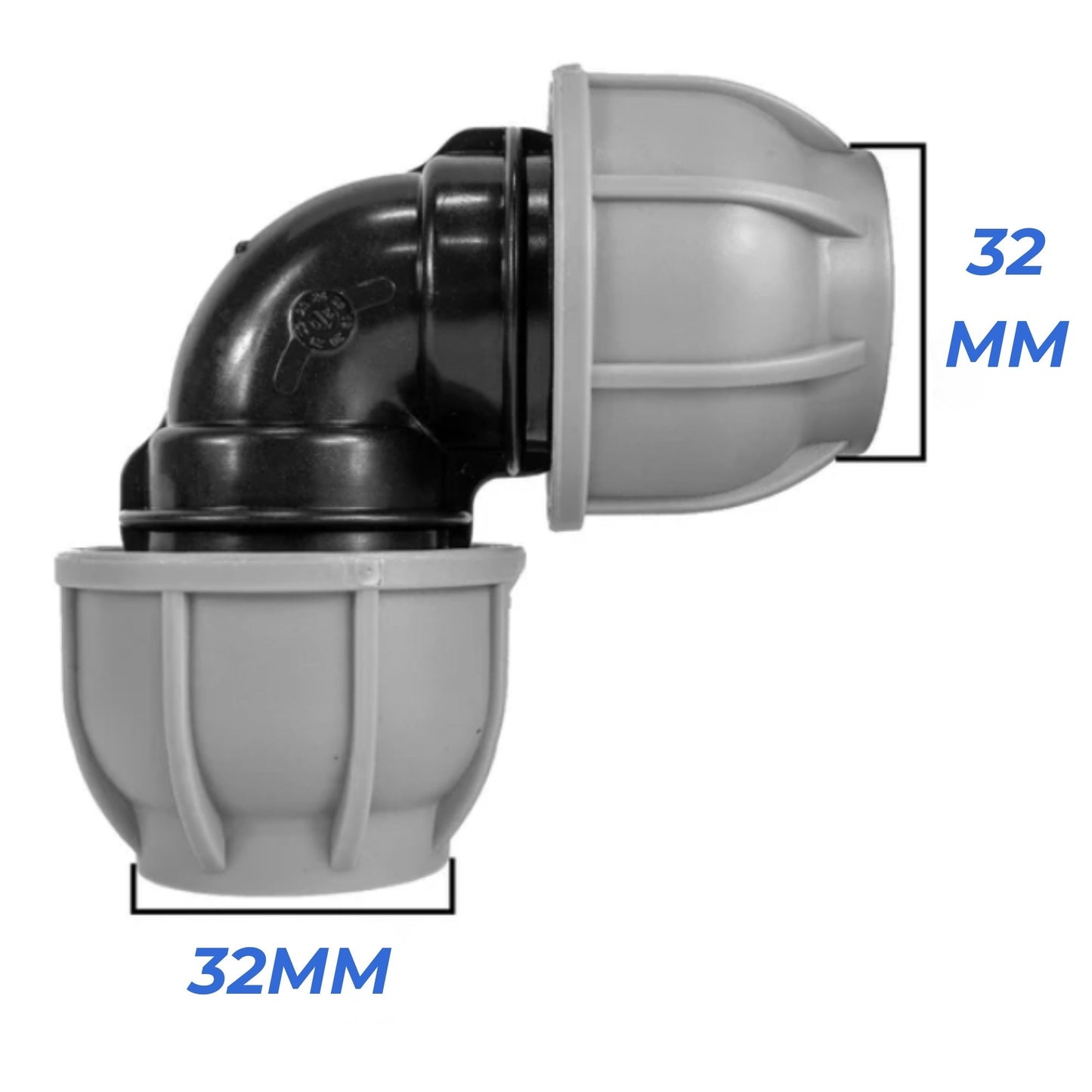 32 mm MDPE Compression Connector Fittings, LDPE Water Pipe - Straight, Elbow, Tee, Wall Flange, Stop, Valve