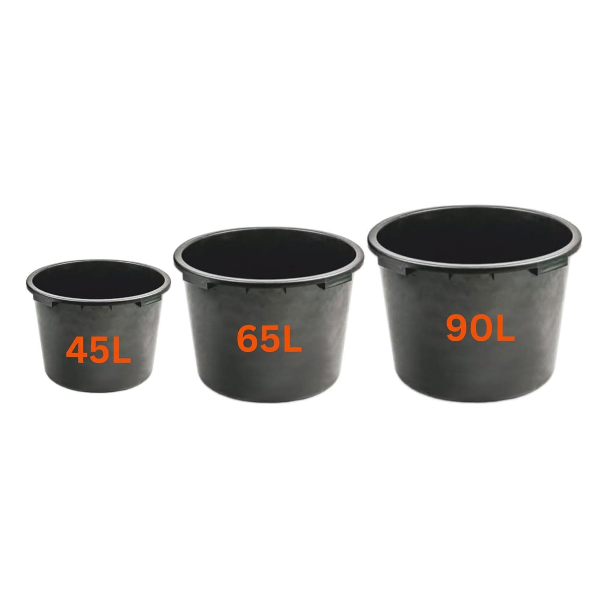 Flexi Tub Small (45L), Medium (65L), Large (90L) Black - Sturdy Heavy Duty Large Plastic Bucket with Handles | Builders Garden Home Storage Container