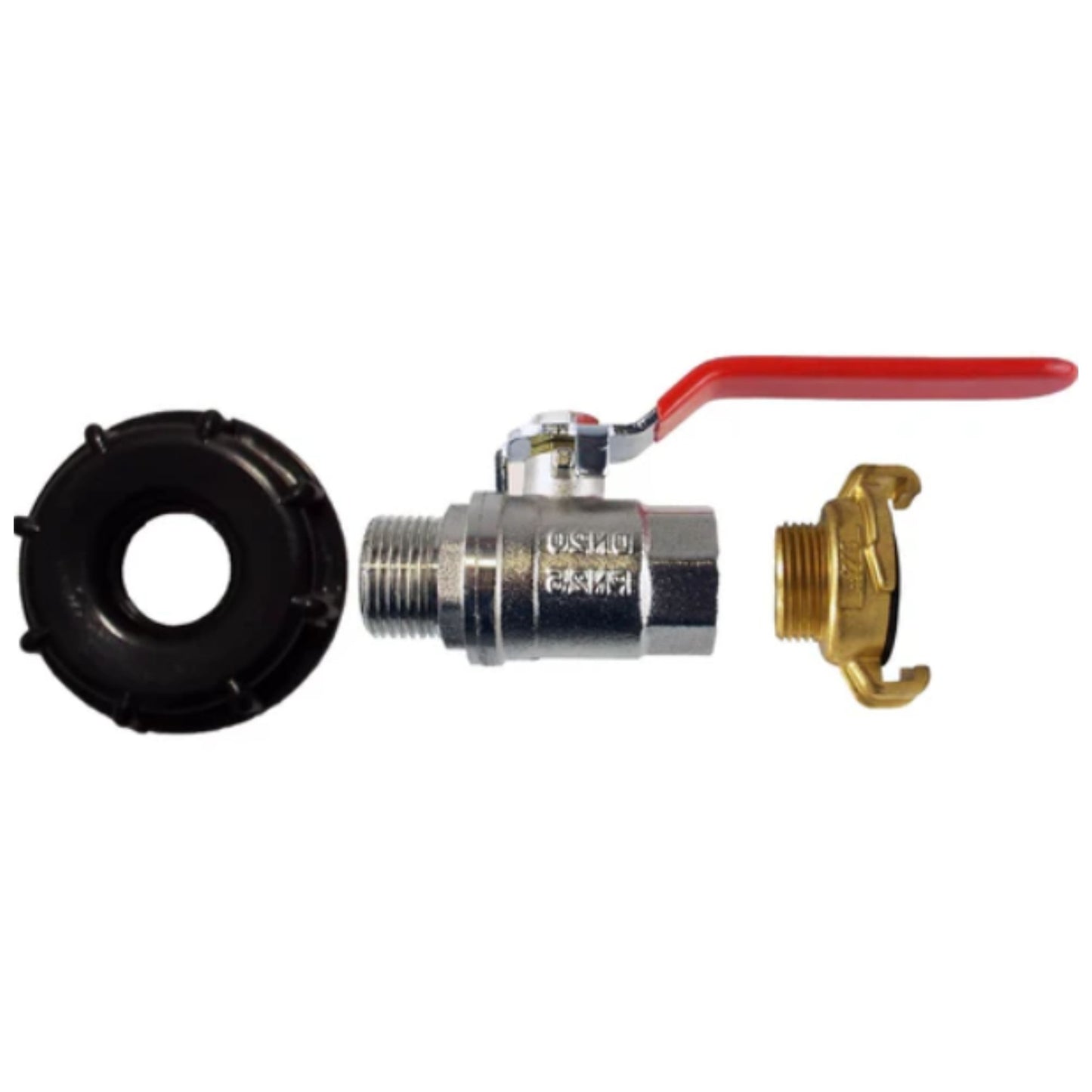 IBC 2” S60X6 Cap Kit with 1” BSP Thread, Brass Lever Valve, Geka Hose Fitting and PTFE Tape – Durable Leak-Proof Plumbing Solution