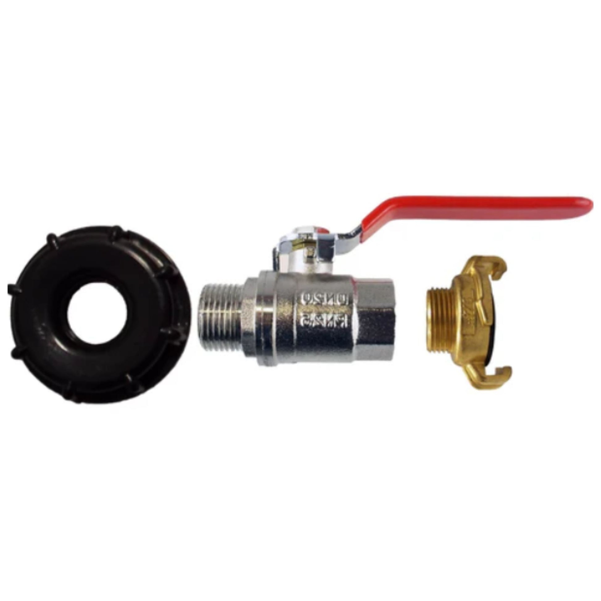 IBC 2” S60X6 Cap Kit with 1” BSP Thread, Brass Lever Valve, Geka Hose Fitting and PTFE Tape – Durable Leak-Proof Plumbing Solution
